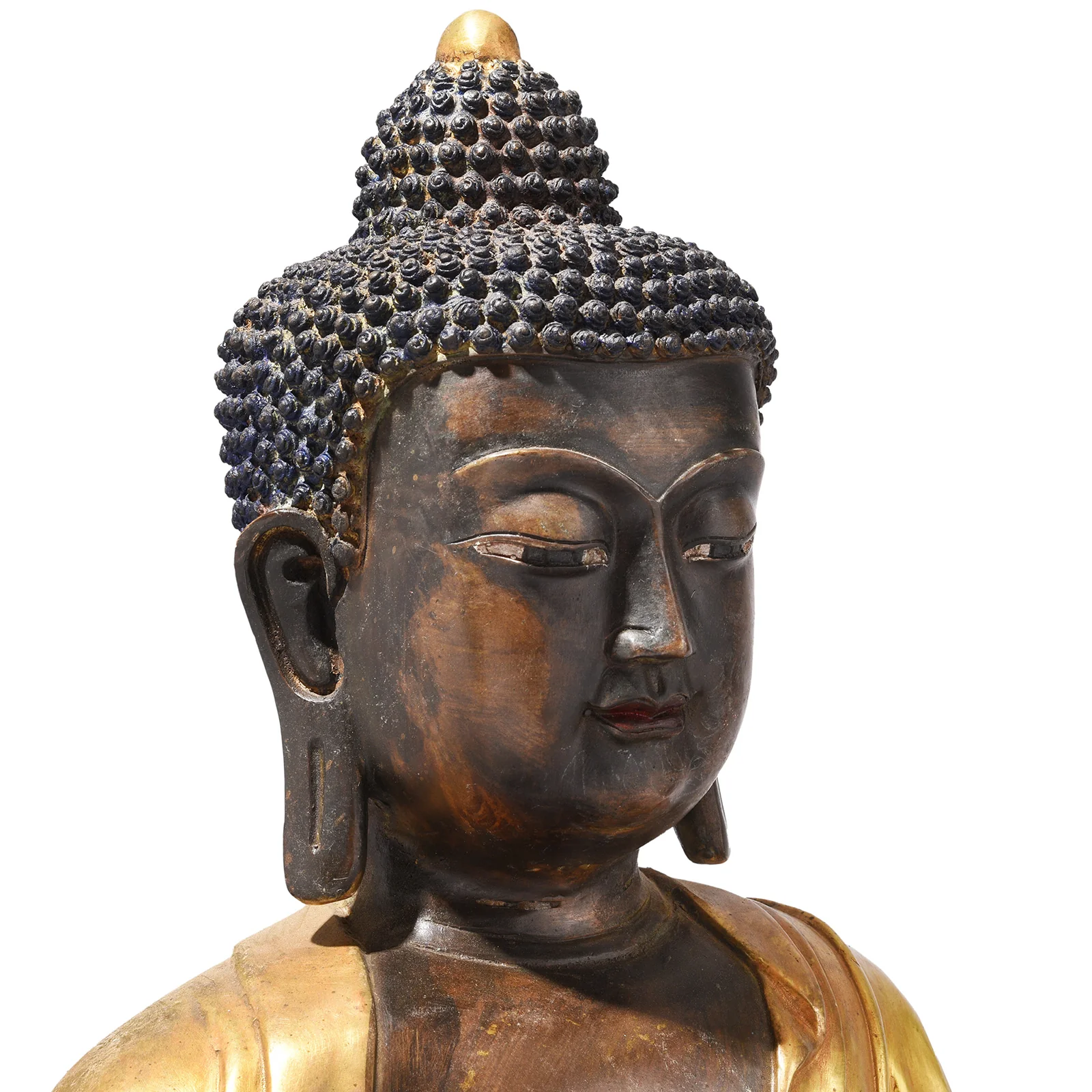 Gilt Brass Sitting Buddha - Bhumisparsha Mudra - Image 4