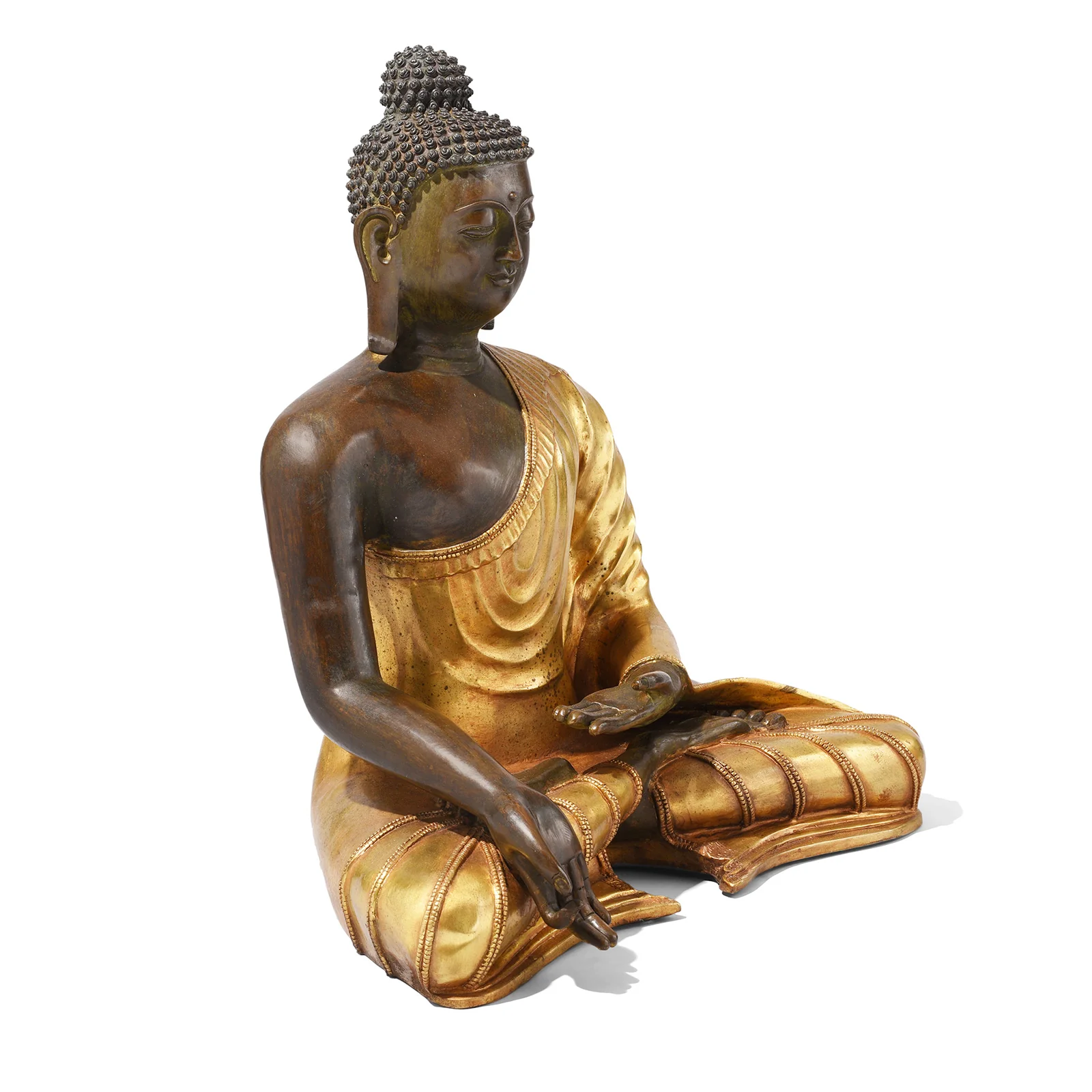 Gilt Brass Sitting Buddha - Varada Mudra - Image 3