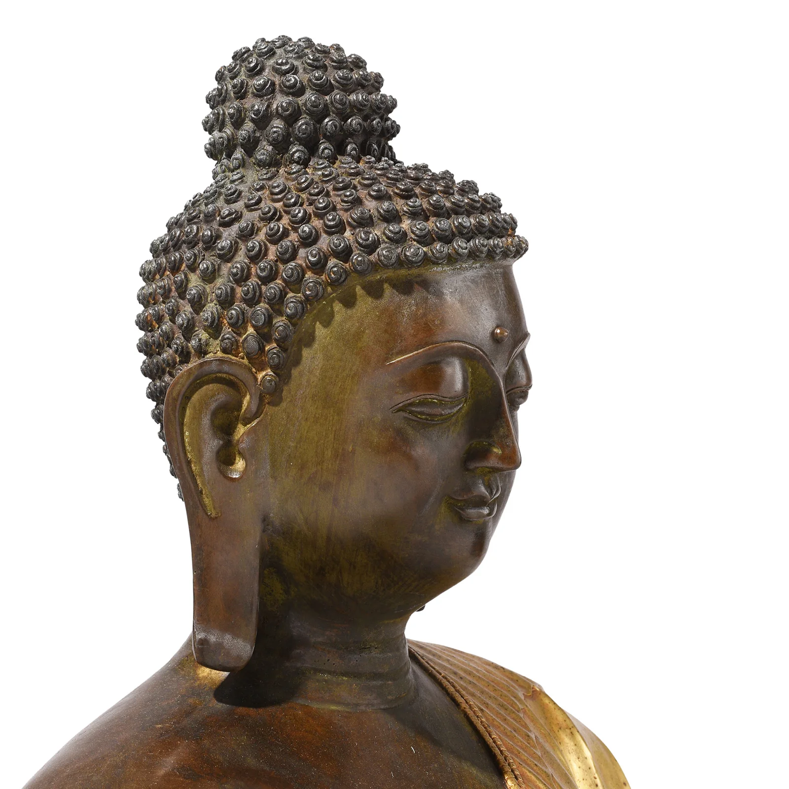 Gilt Brass Sitting Buddha - Varada Mudra - Image 4