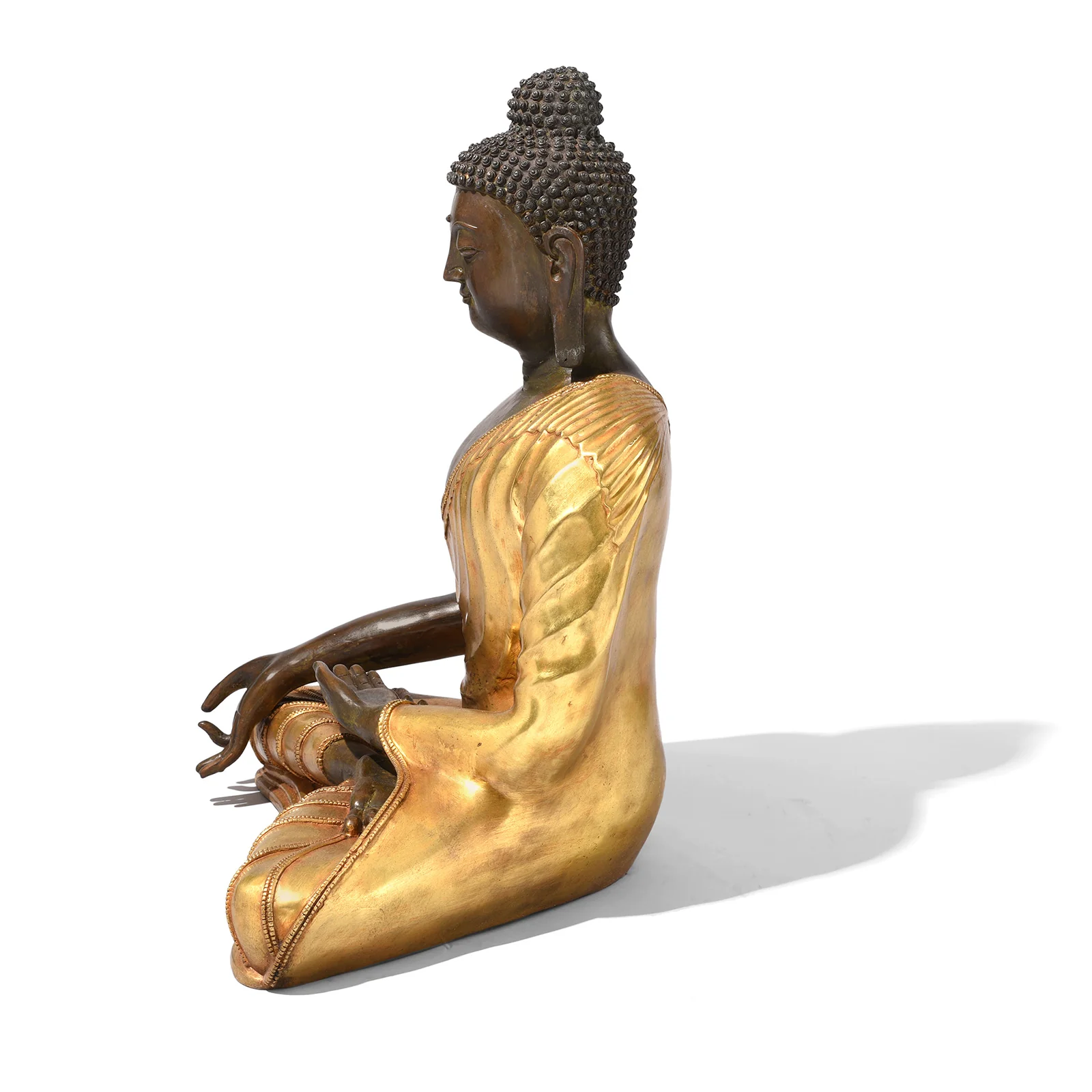 Gilt Brass Sitting Buddha - Varada Mudra - Image 6