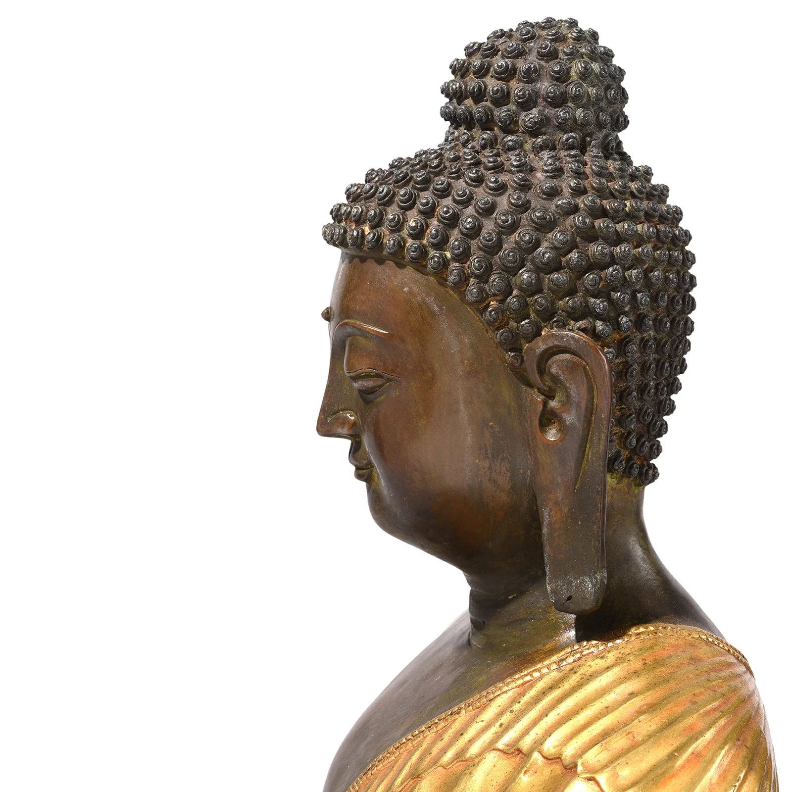 Gilt Brass Sitting Buddha - Varada Mudra - Image 7
