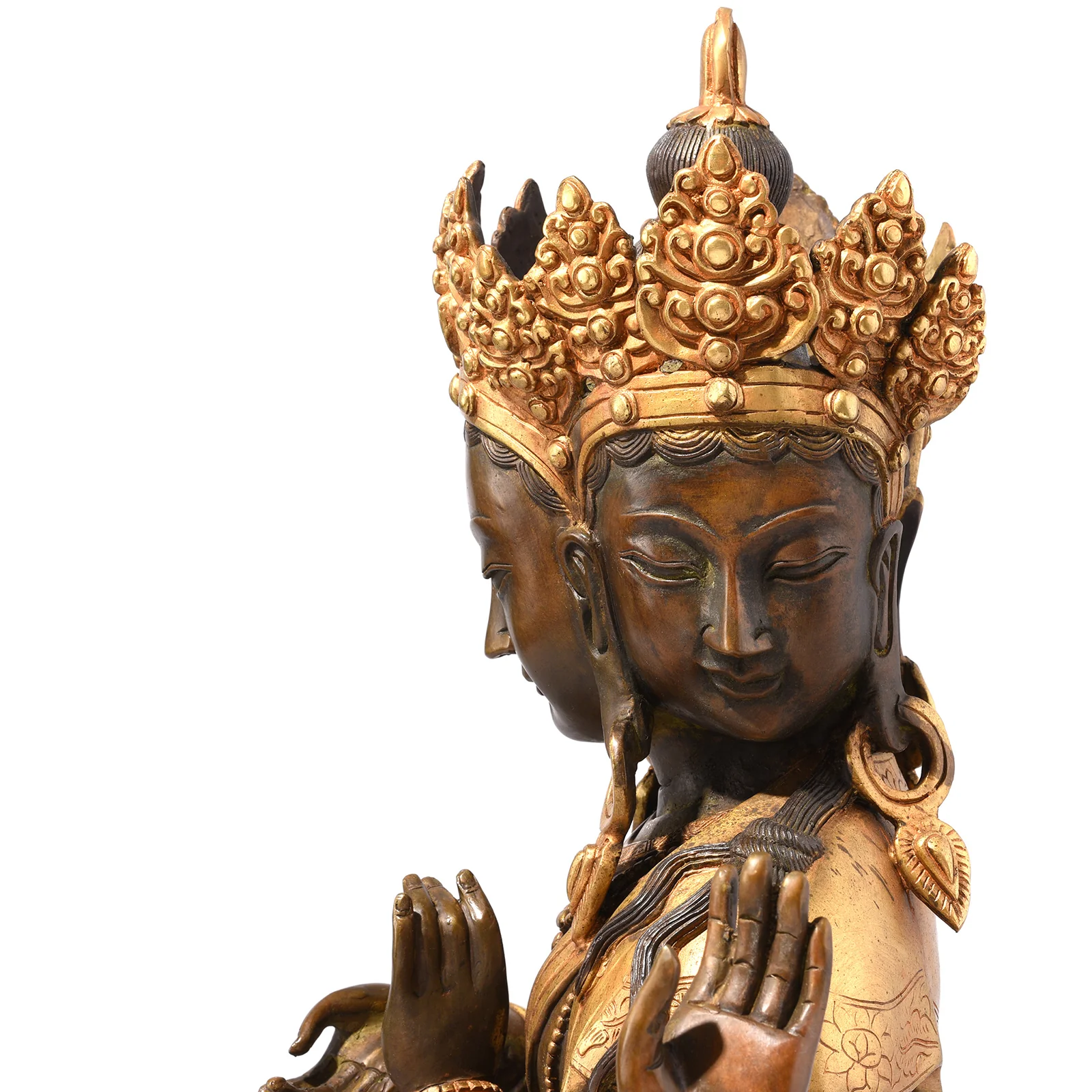 Gilt Brass Statue Of Usnisavijaya - Buddha Of Longevity - Image 9