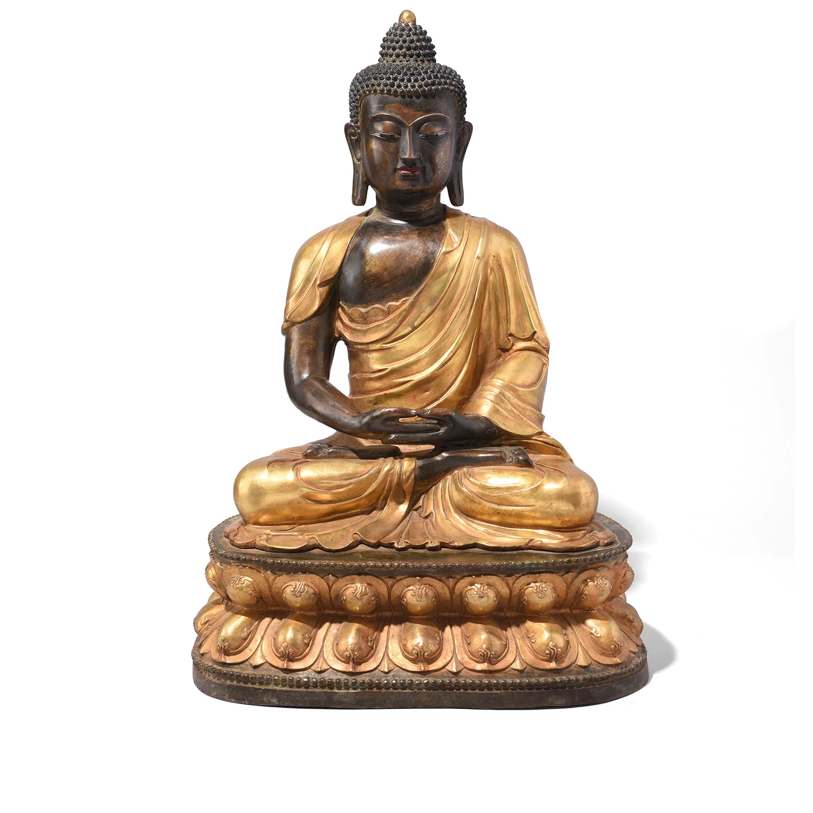 Gilt Bronze Sitting Buddha Statue - Dhyana Mudra