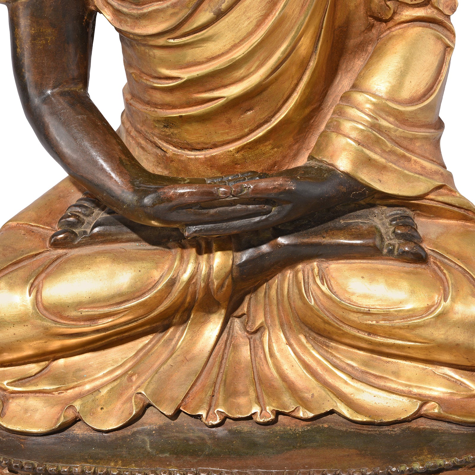 Gilt Bronze Sitting Buddha Statue - Dhyana Mudra - Image 4