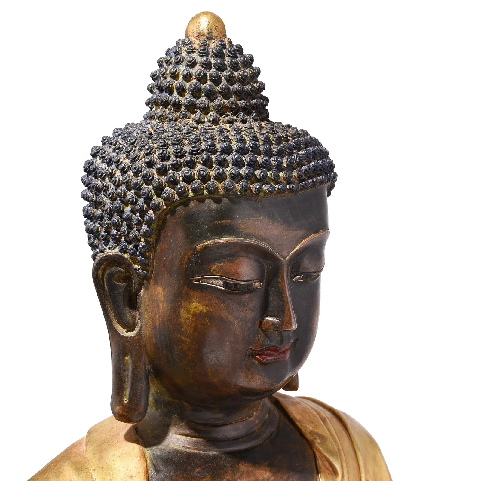Gilt Bronze Sitting Buddha Statue - Dhyana Mudra - Image 6