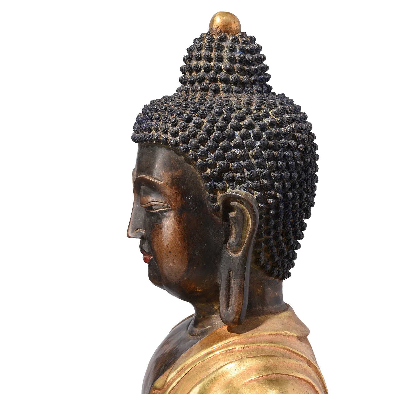 Gilt Bronze Sitting Buddha Statue - Dhyana Mudra - Image 7