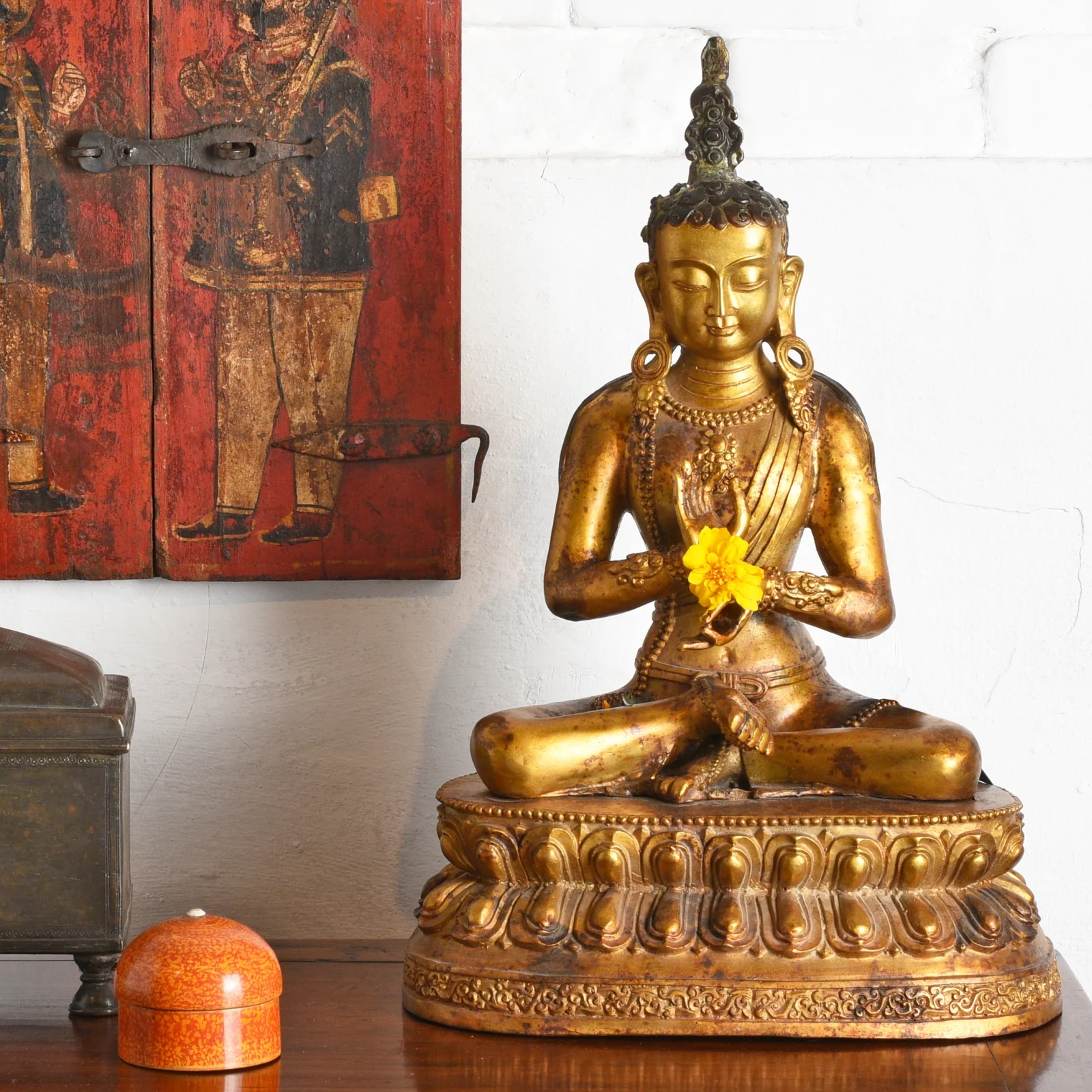 Gilt Bronze Statue Of Vairochana Buddha