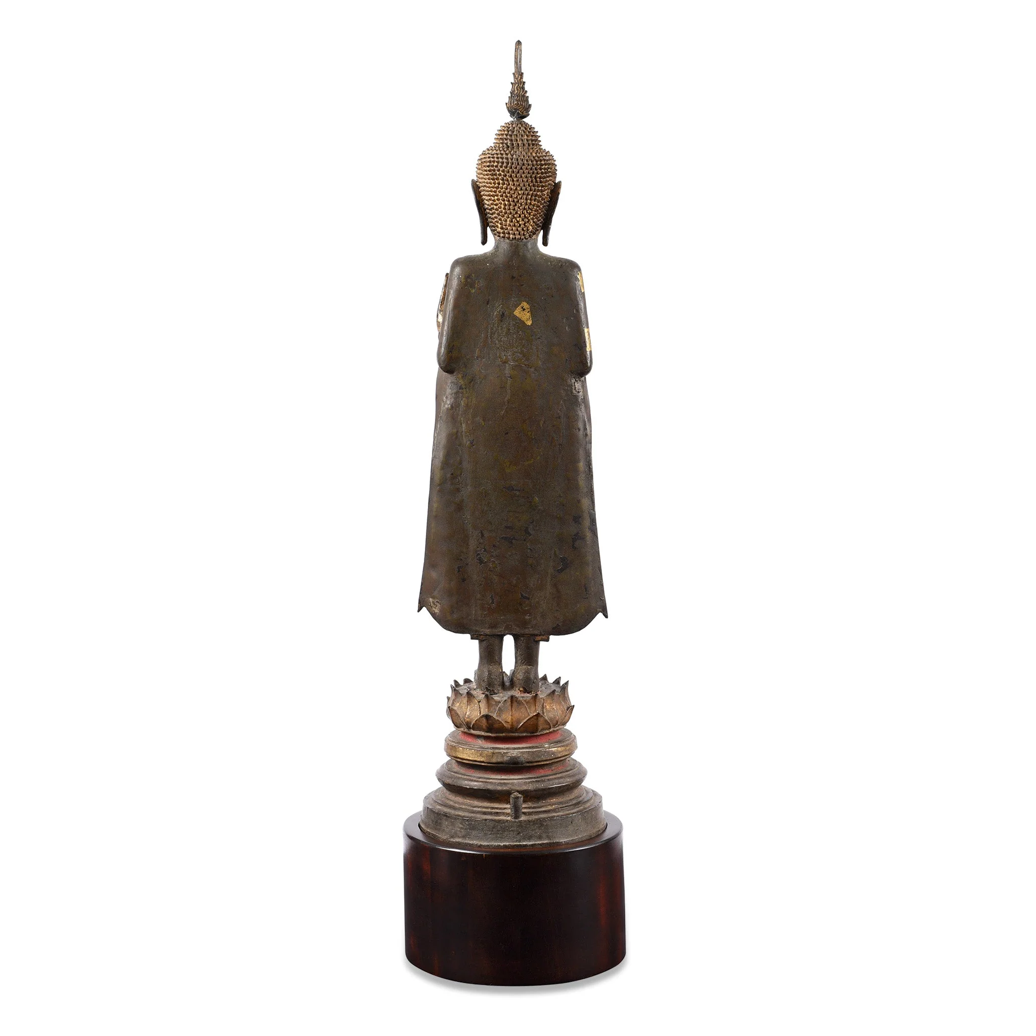 Large Gilt Bronze Thai Standing Ayutthaya Buddha - 18th Century - Image 10