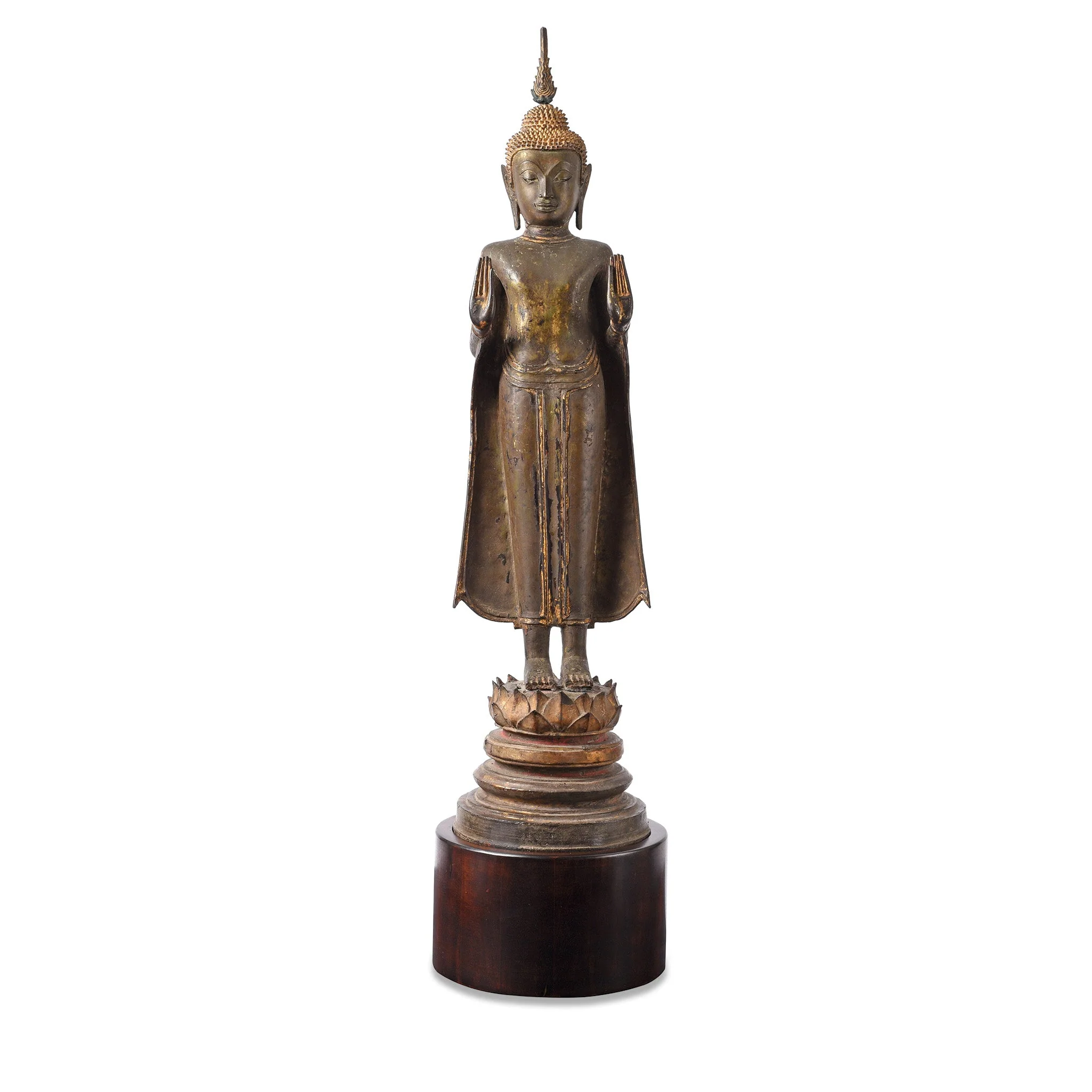 Large Gilt Bronze Thai Standing Ayutthaya Buddha - 18th Century - Image 3