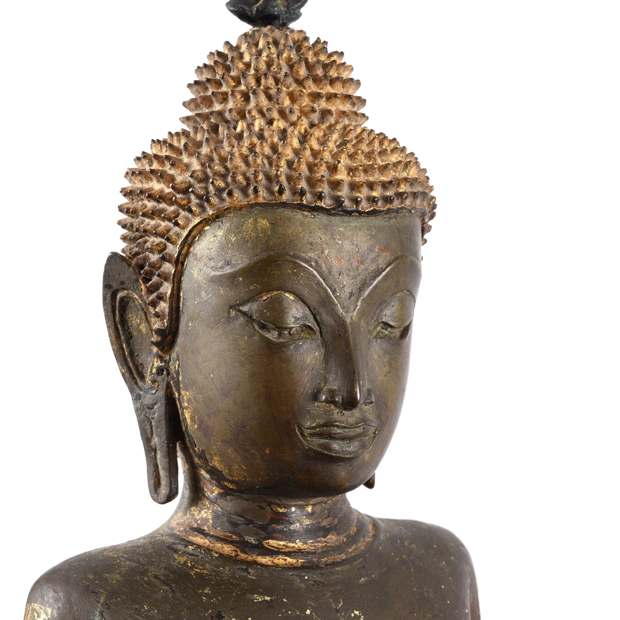 Large Gilt Bronze Thai Standing Ayutthaya Buddha - 18th Century - Image 4