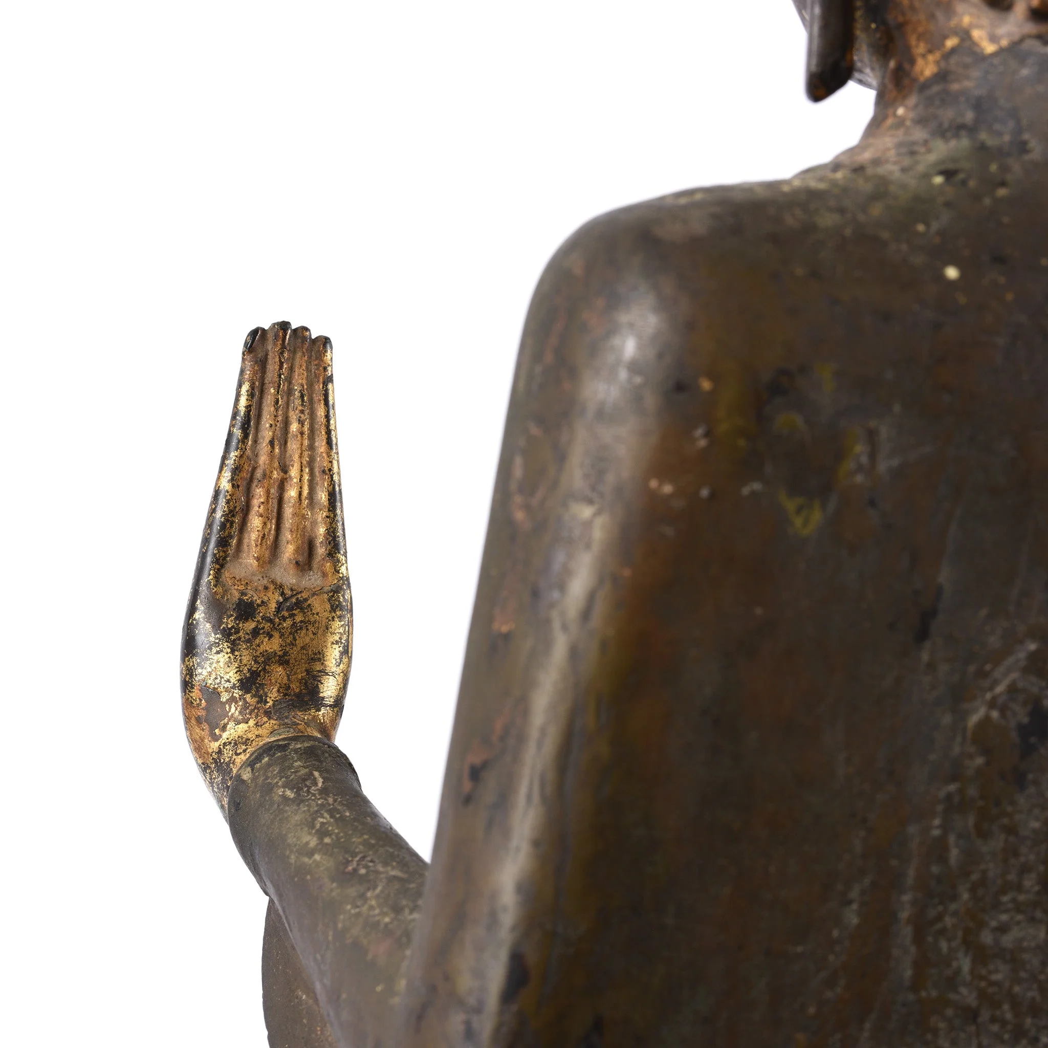 Large Gilt Bronze Thai Standing Ayutthaya Buddha - 18th Century - Image 9