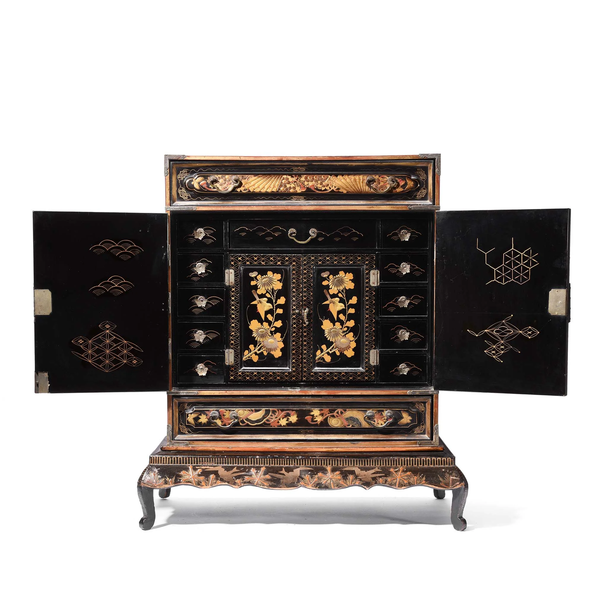 Gilt Japanese Black Lacquer Kodansu Jewellery Cabinet - Meiji Period - Image 2