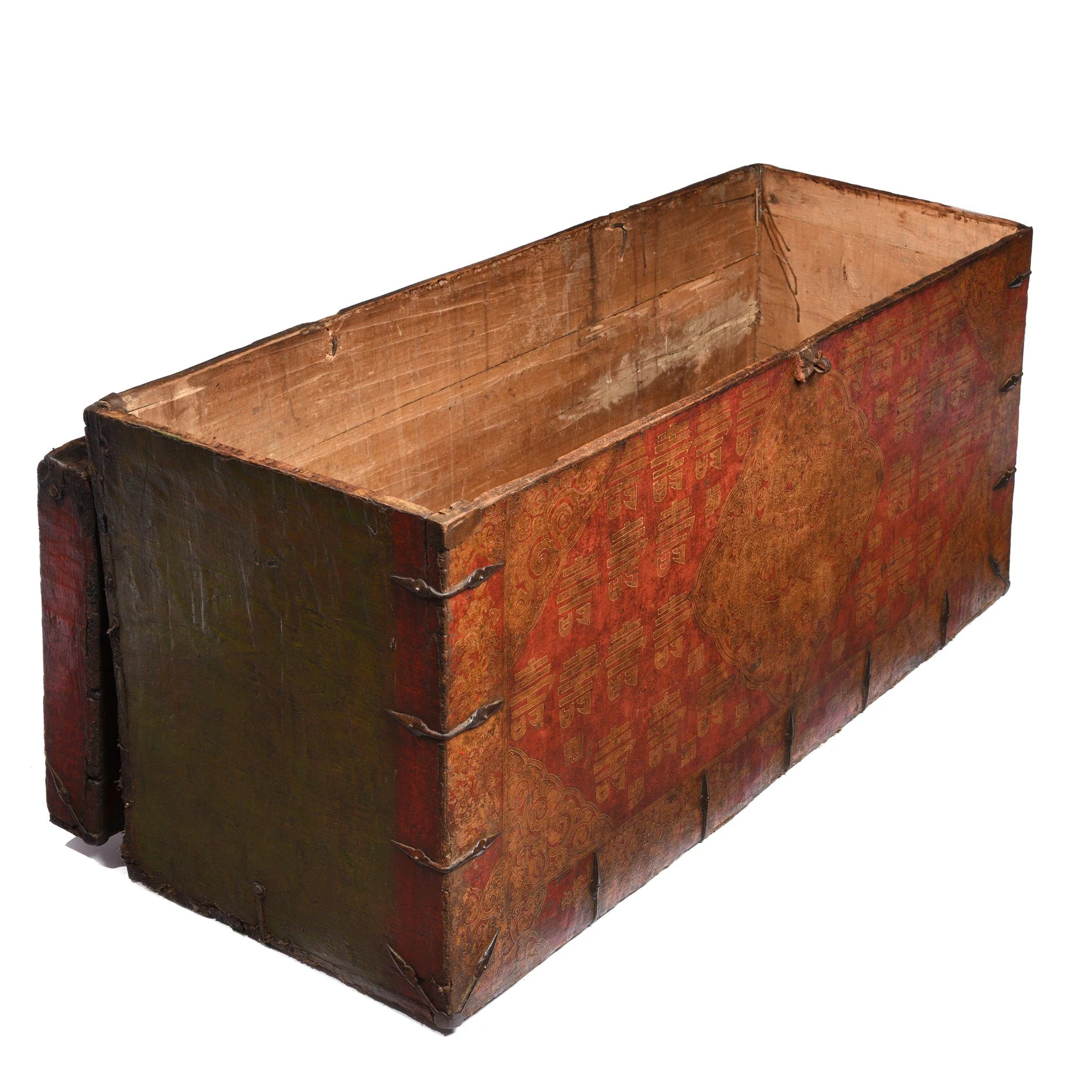 Gilt Painted Tibetan Dragon & Shou Chest - 18thC - Image 4