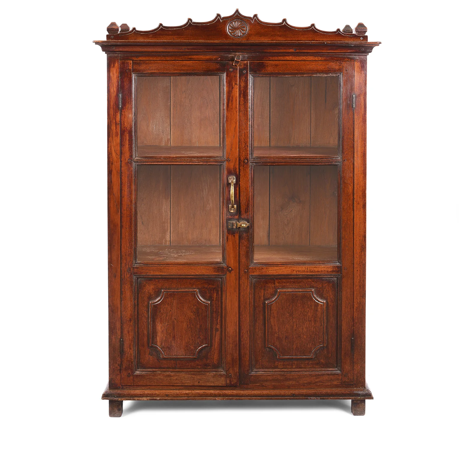 Glazed Teak Anglo Indian Book Cabinet - Ca 1910