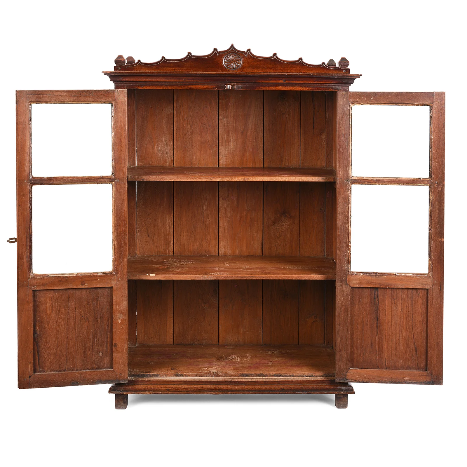 Glazed Teak Anglo Indian Book Cabinet - Ca 1910 - Image 2