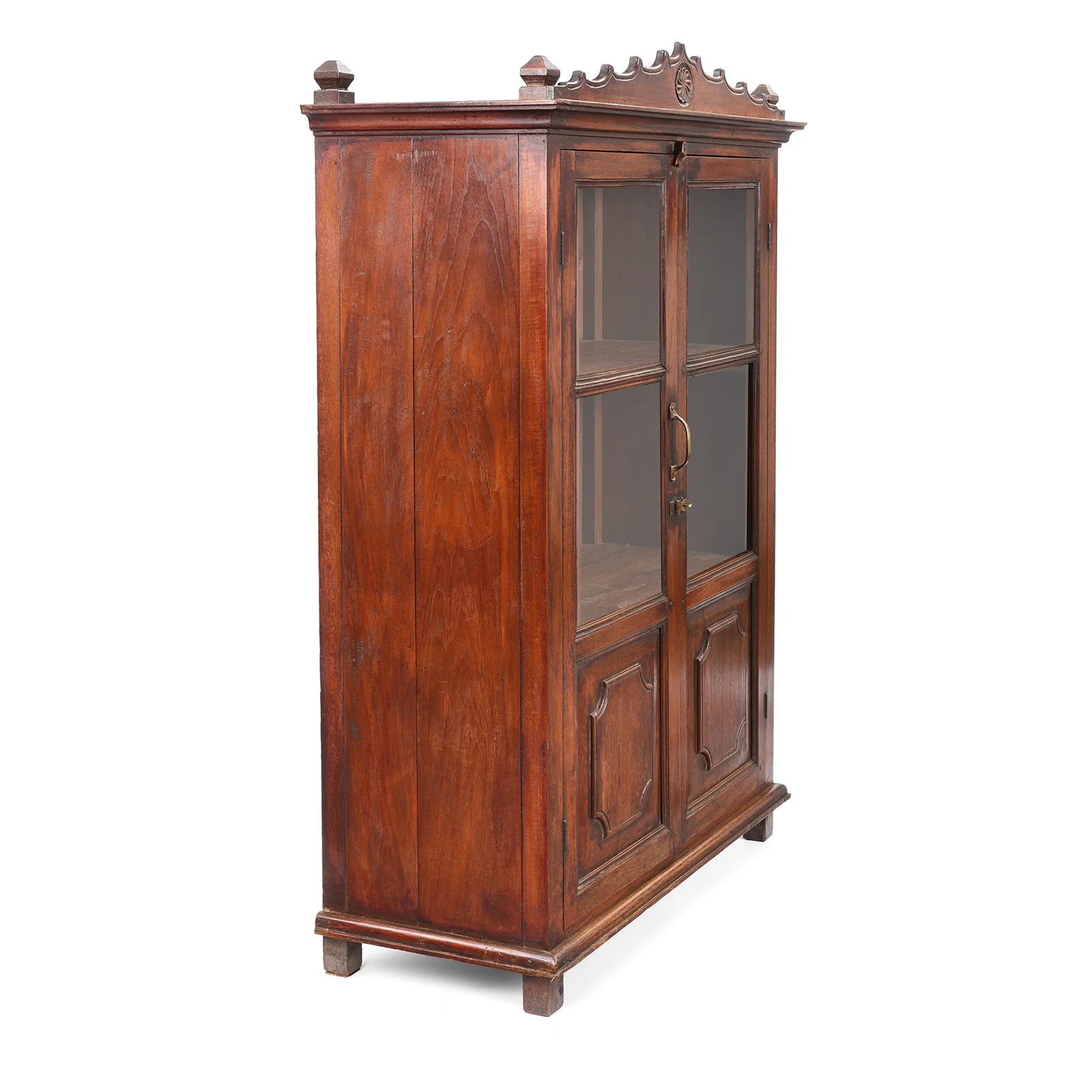 Glazed Teak Anglo Indian Book Cabinet - Ca 1910 - Image 4