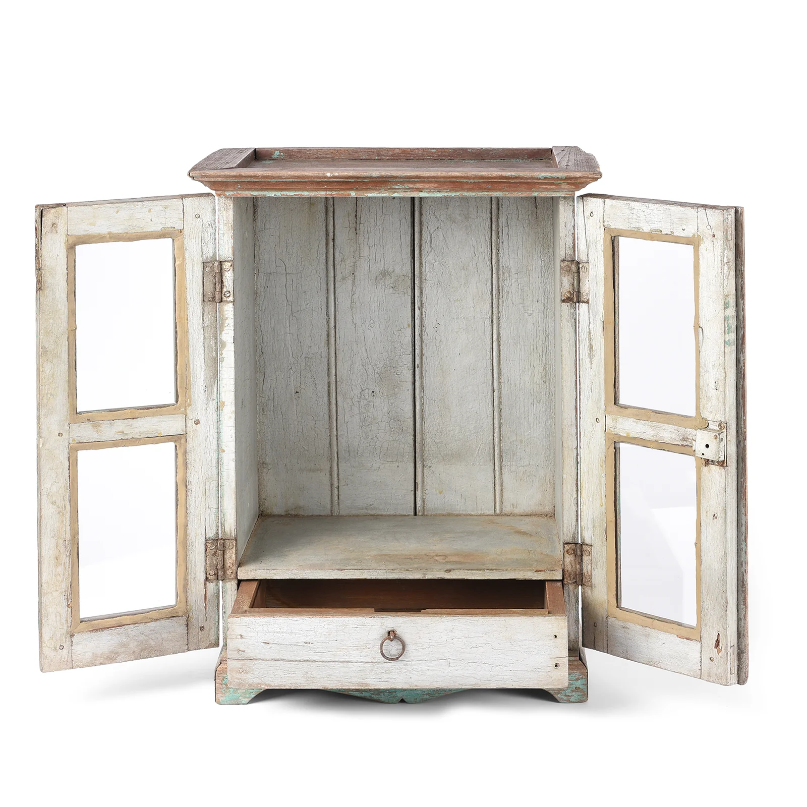 Painted Teak Glazed Wall Cabinet - Ca 1930 - Image 4