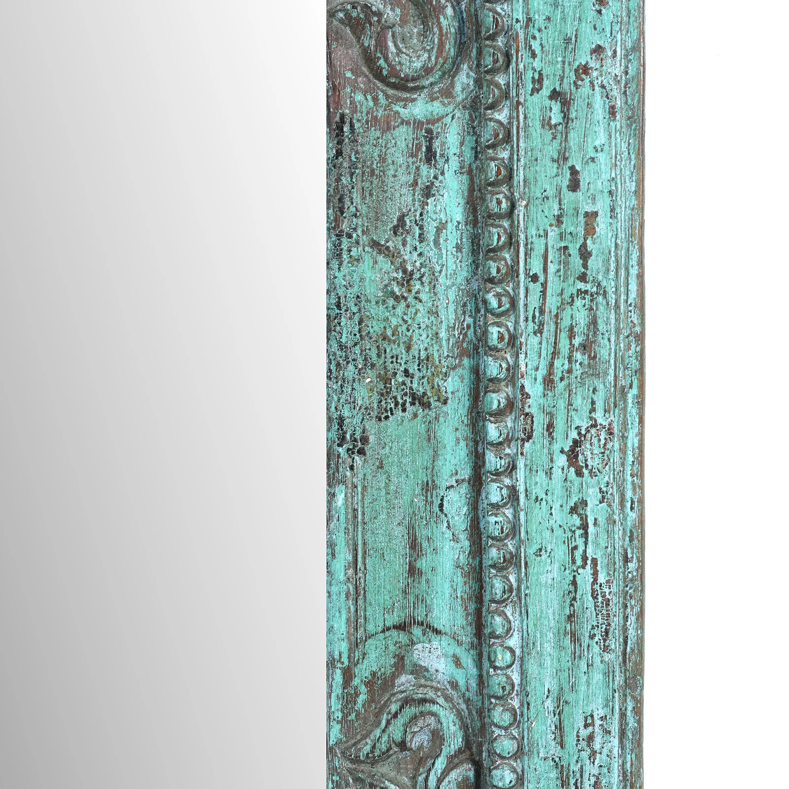Green Painted Square Teak Mirror - 19th Century - Image 3