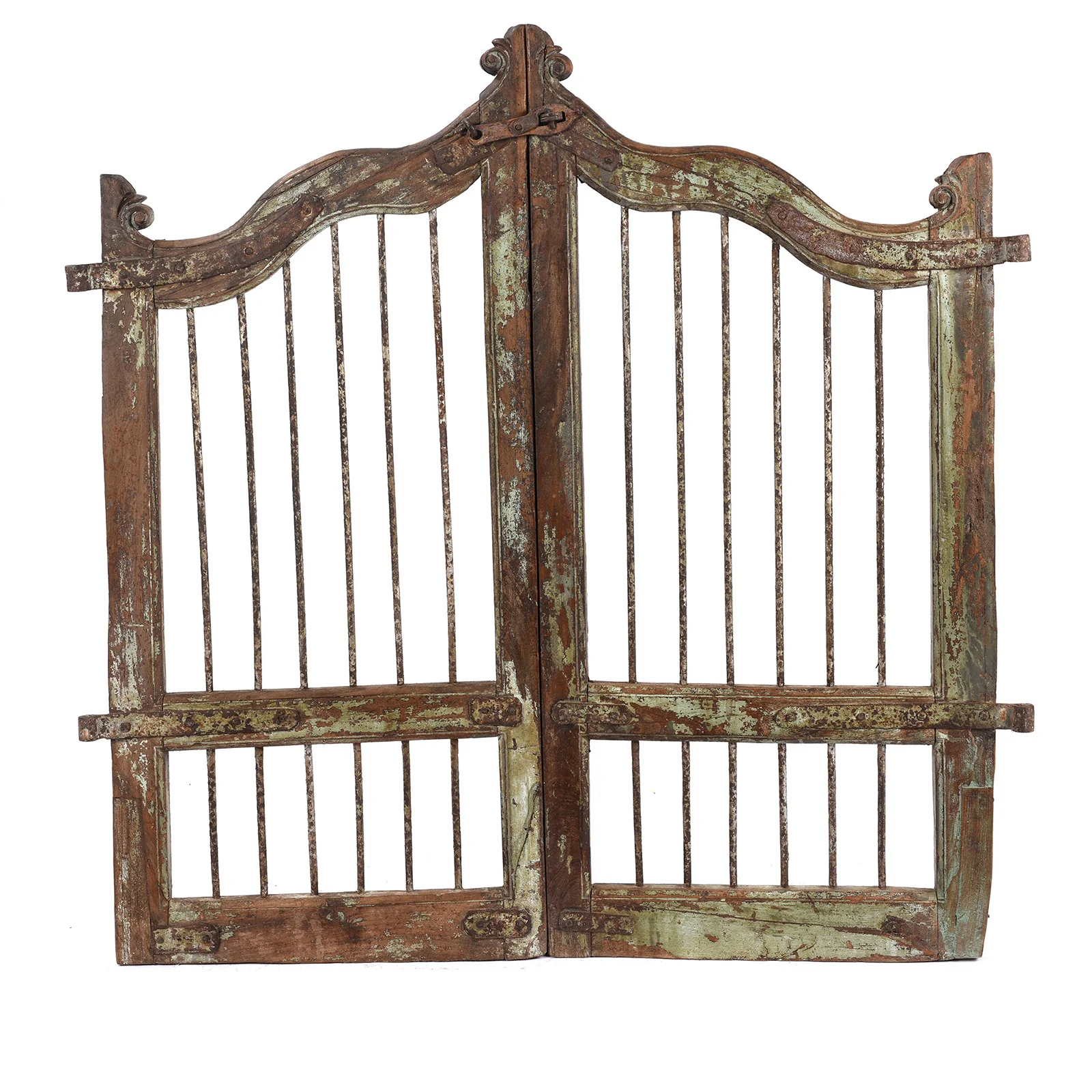 Green Painted Dog Gate From Gujarat - 19th Century