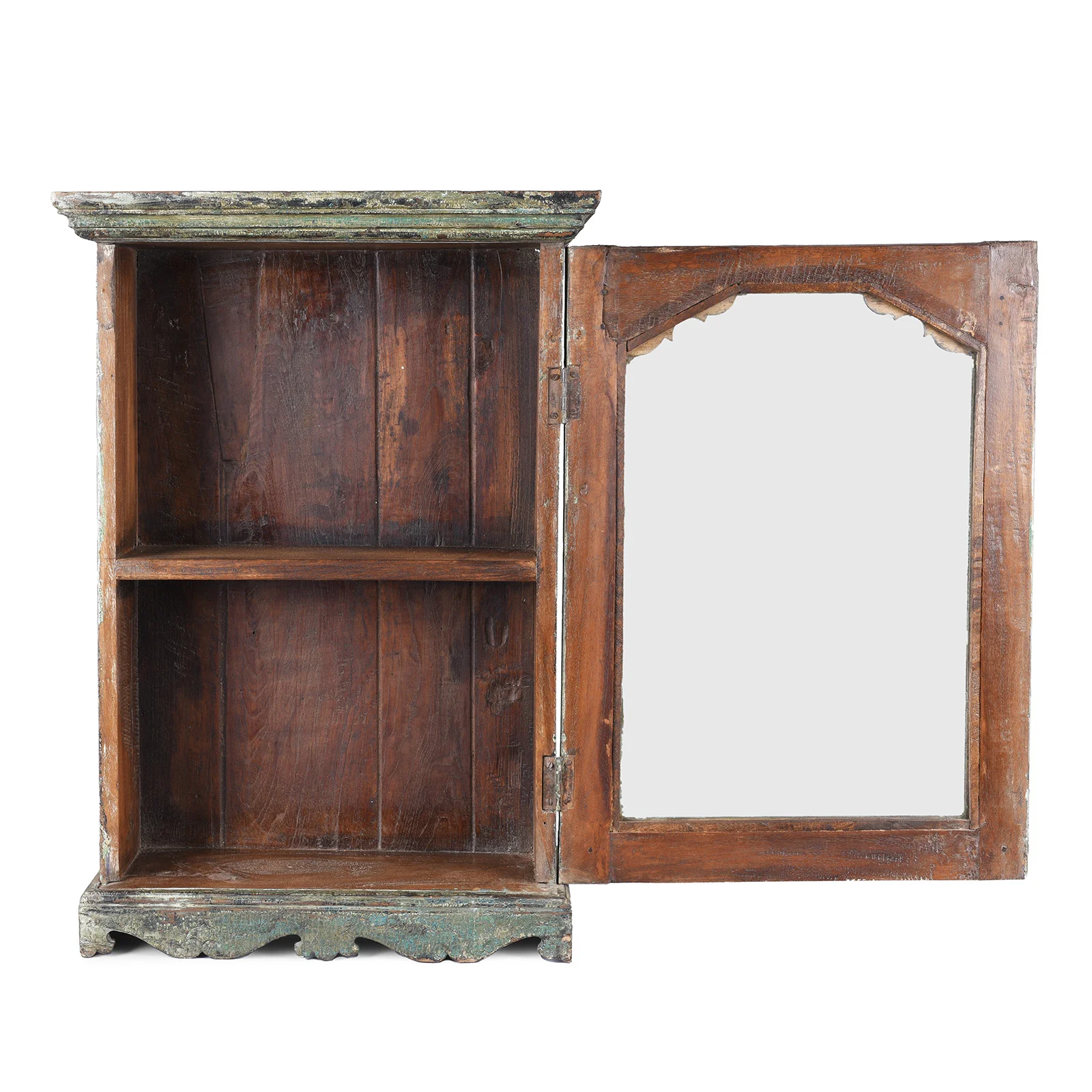 Green Painted Teak Glazed Wall Cabinet - Ca 1930 - Image 2