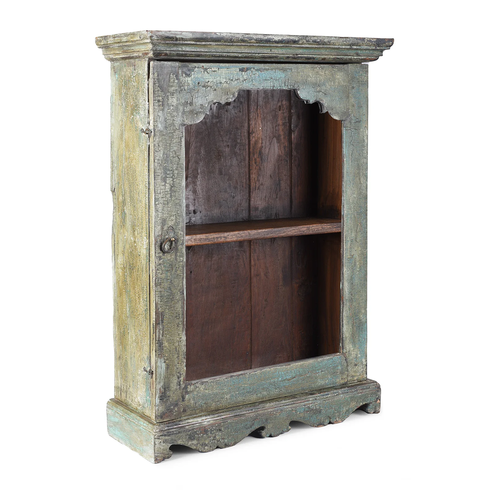 Green Painted Teak Glazed Wall Cabinet - Ca 1930 - Image 4