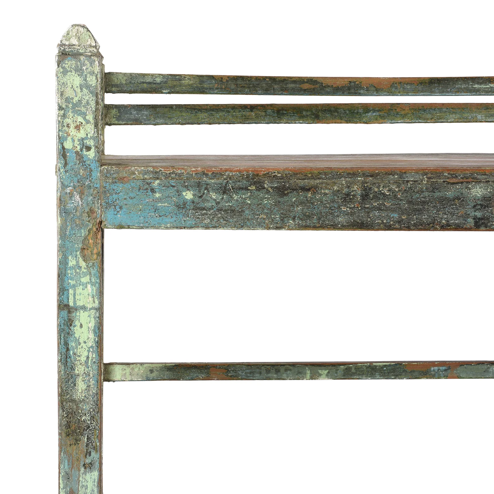 Green Painted Teak Shelf From Rajasthan - Ca 1930 - Image 3