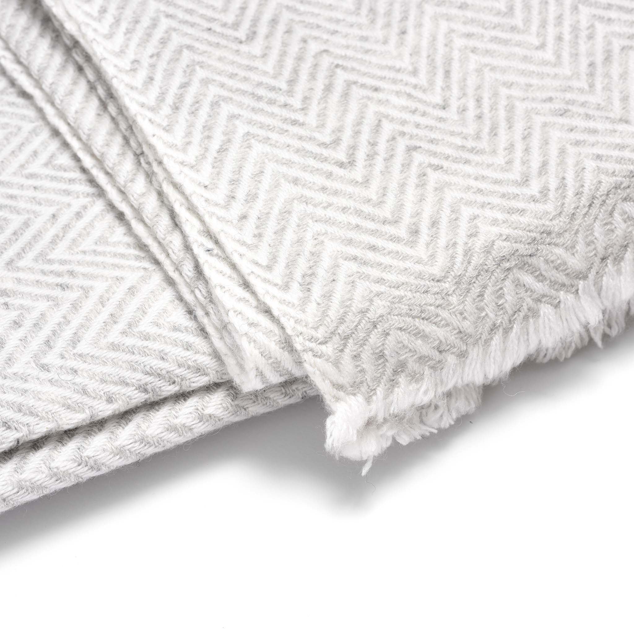 Herringbone Wool Throw from Kashmir - Image 7