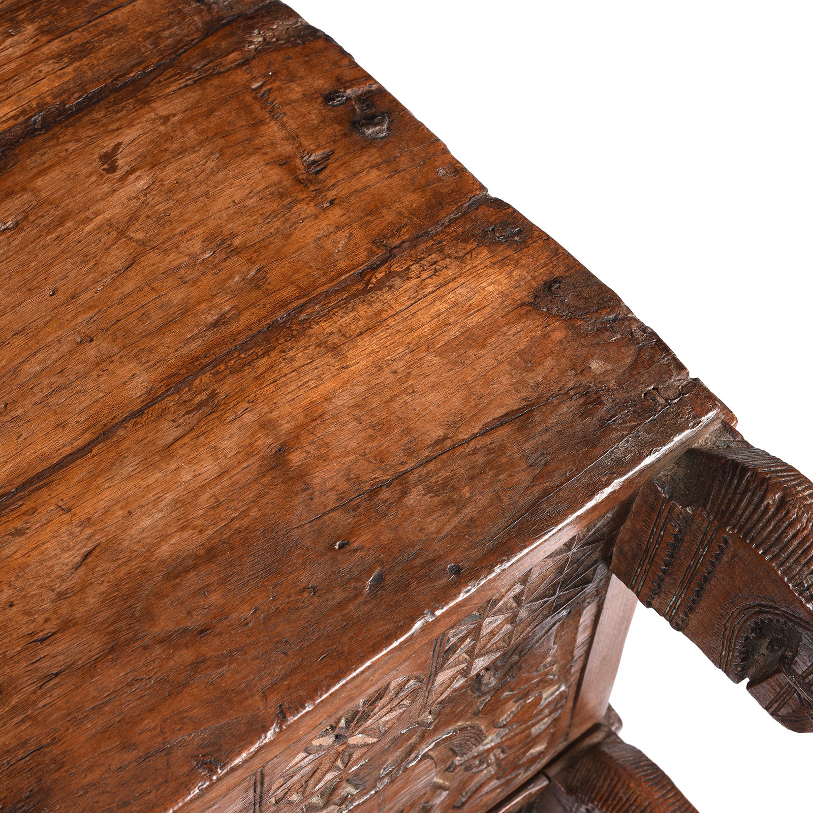 Carved Teak Majus Dowry Chest From Saurashtra - 19th Century - Image 16