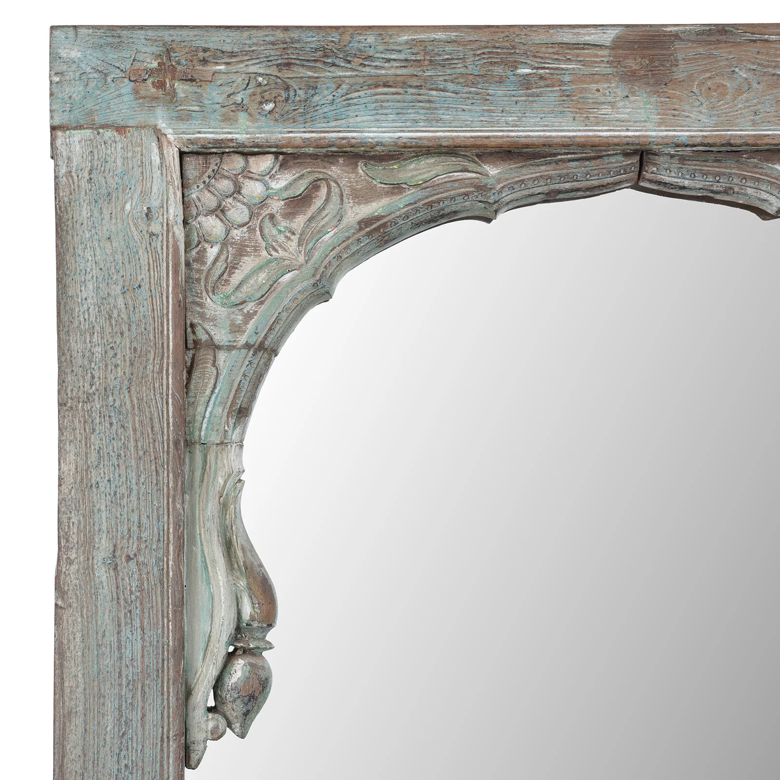 Large Blue Painted Indian Mirror Made From An Old Window - 19th Century - Image 2