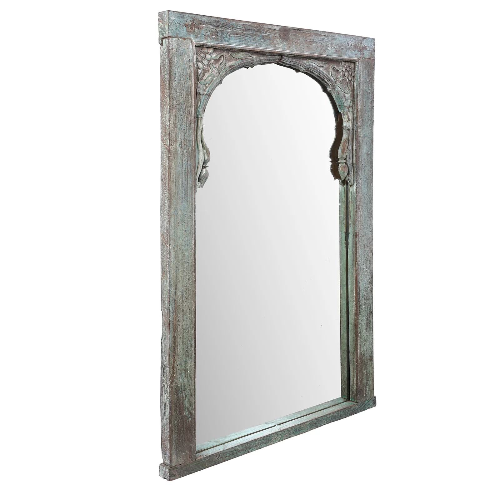 Large Blue Painted Indian Mirror Made From An Old Window - 19th Century - Image 3
