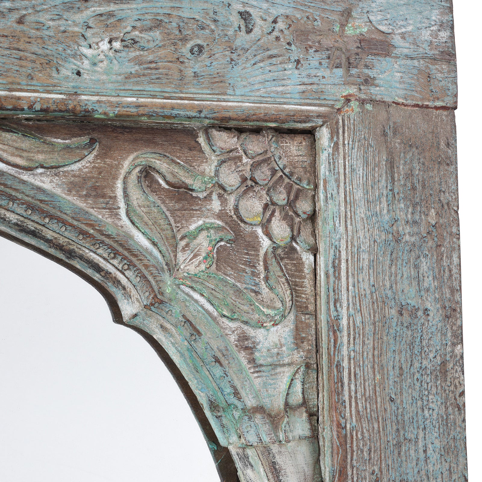 Large Blue Painted Indian Mirror Made From An Old Window - 19th Century - Image 5