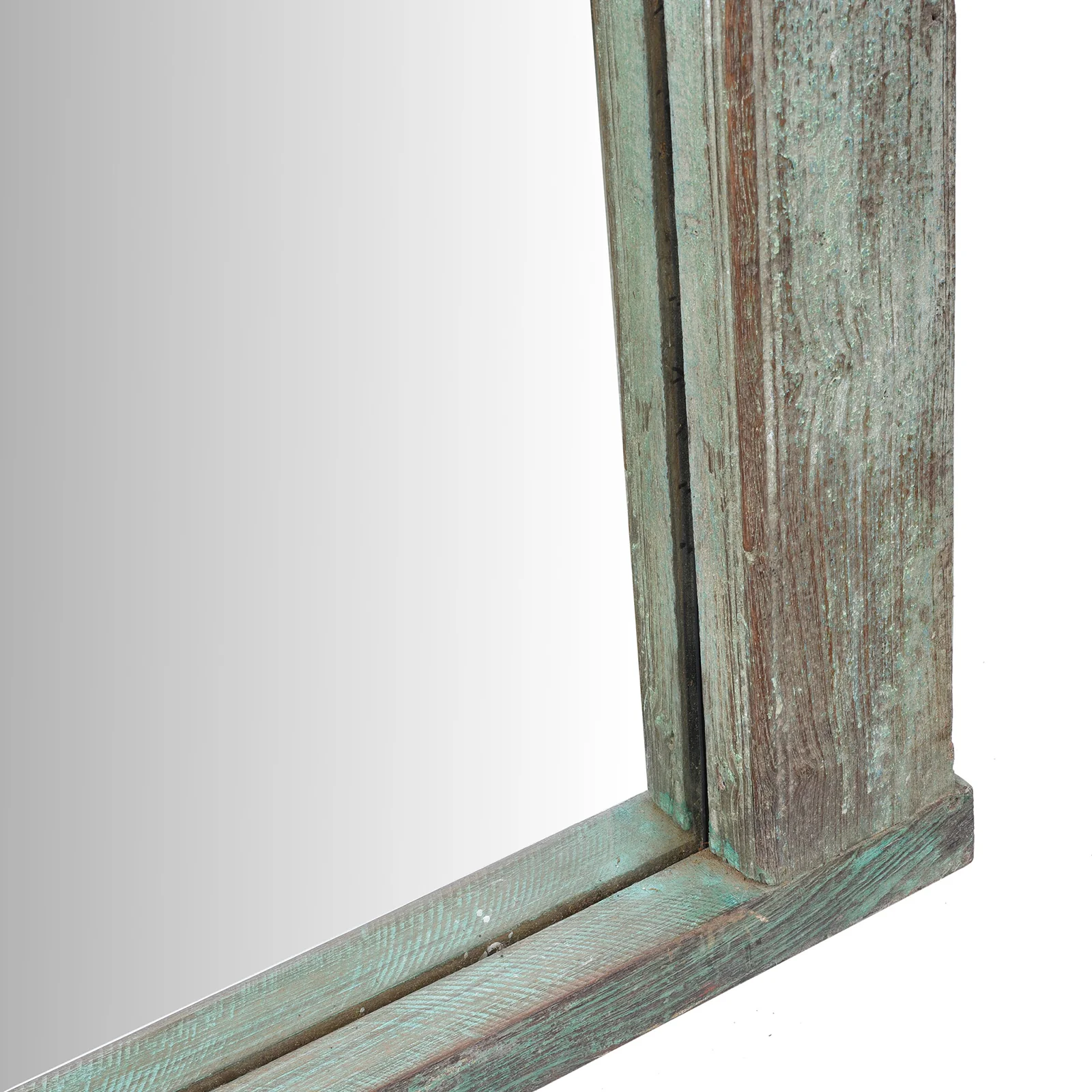 Large Blue Painted Indian Mirror Made From An Old Window - 19th Century - Image 6