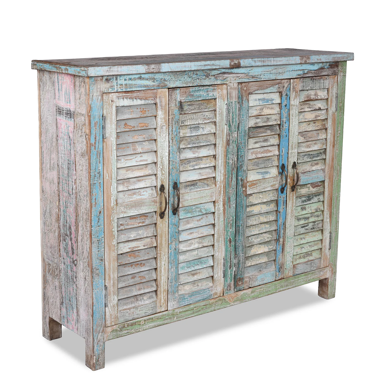Reclaimed Teak 4 Door Louvre Sideboard - Image 3