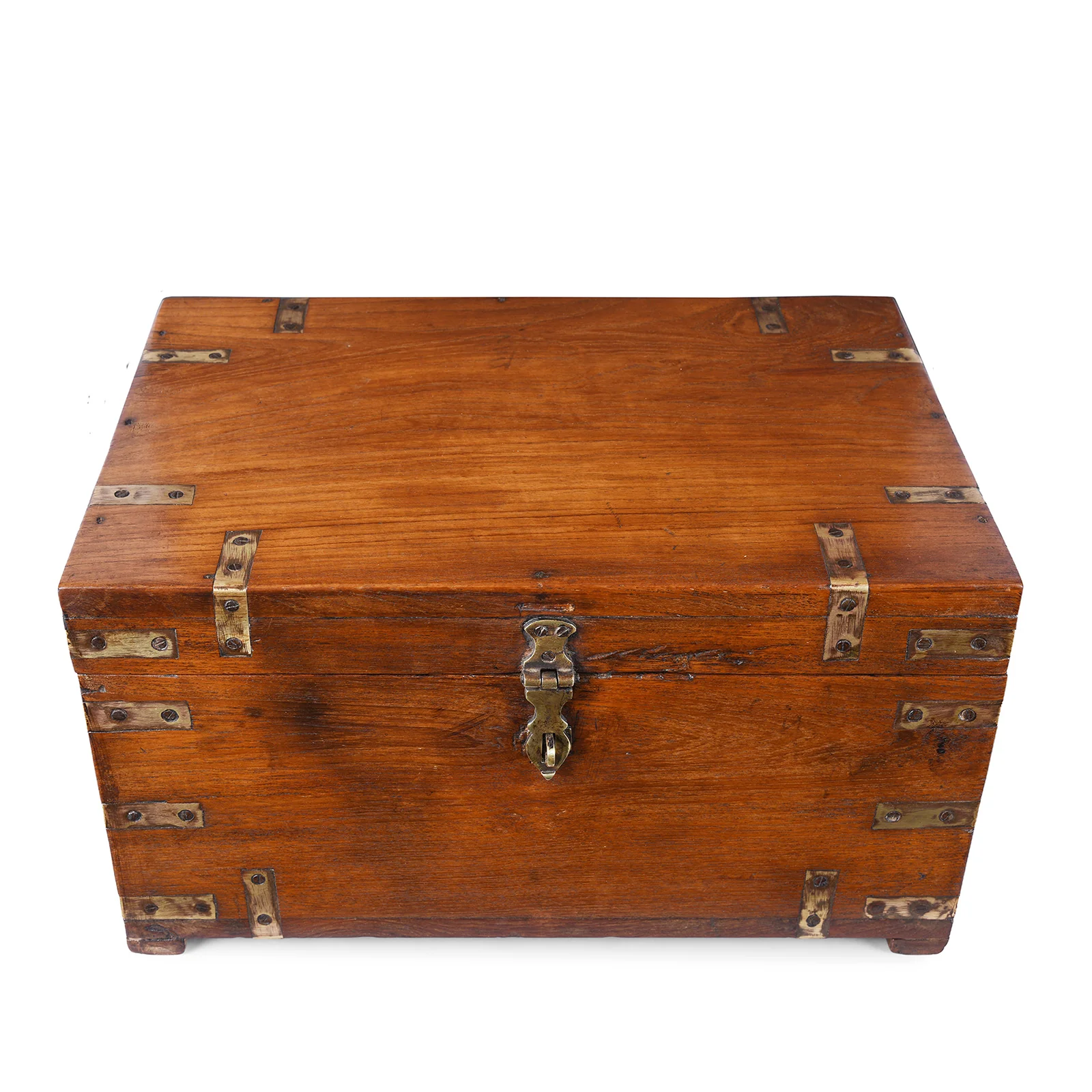 Brass Bound Teak Campaign Box - 19th Century - Image 9