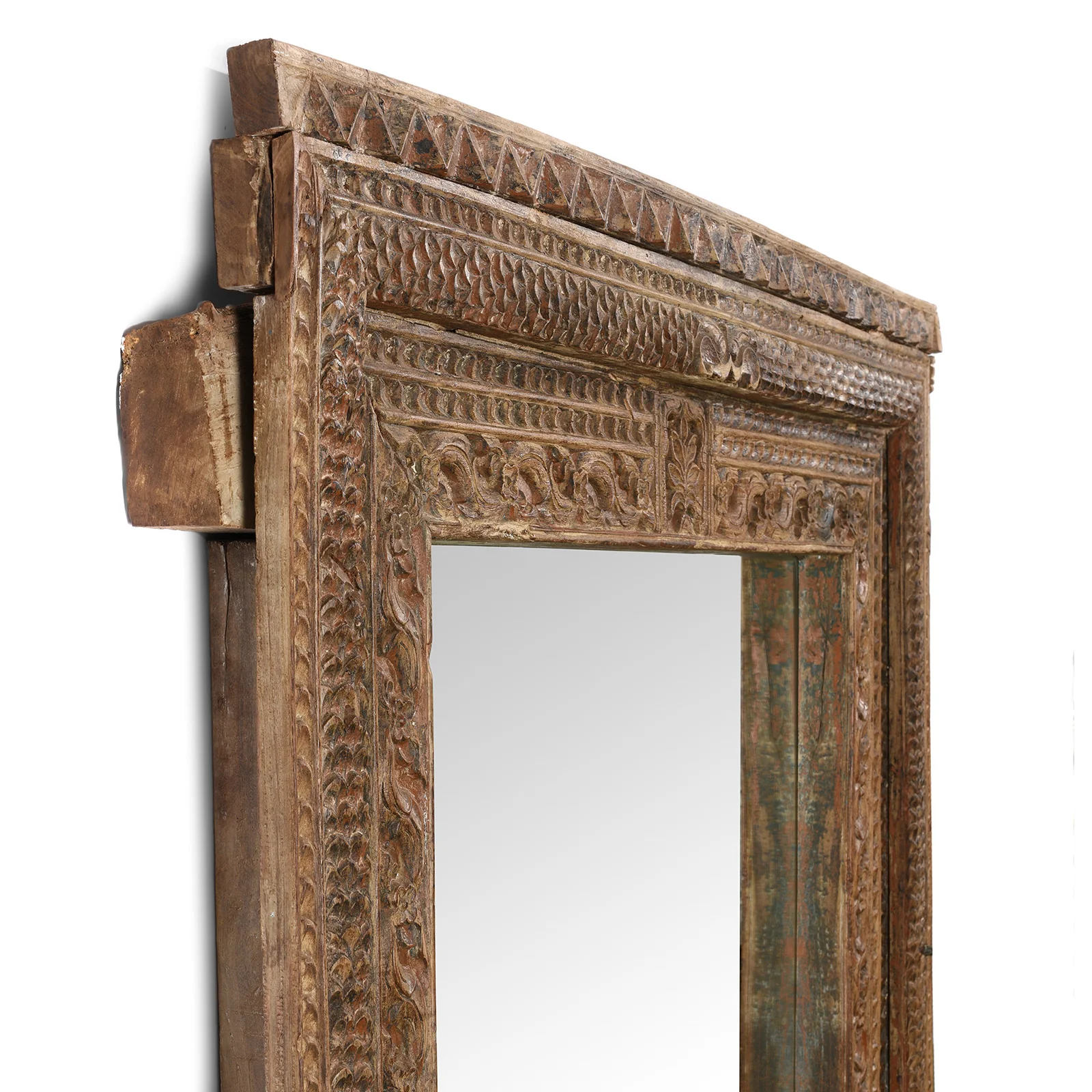 Carved Teak Door Mirror From Andhra Pradesh - 19th Century - Image 6