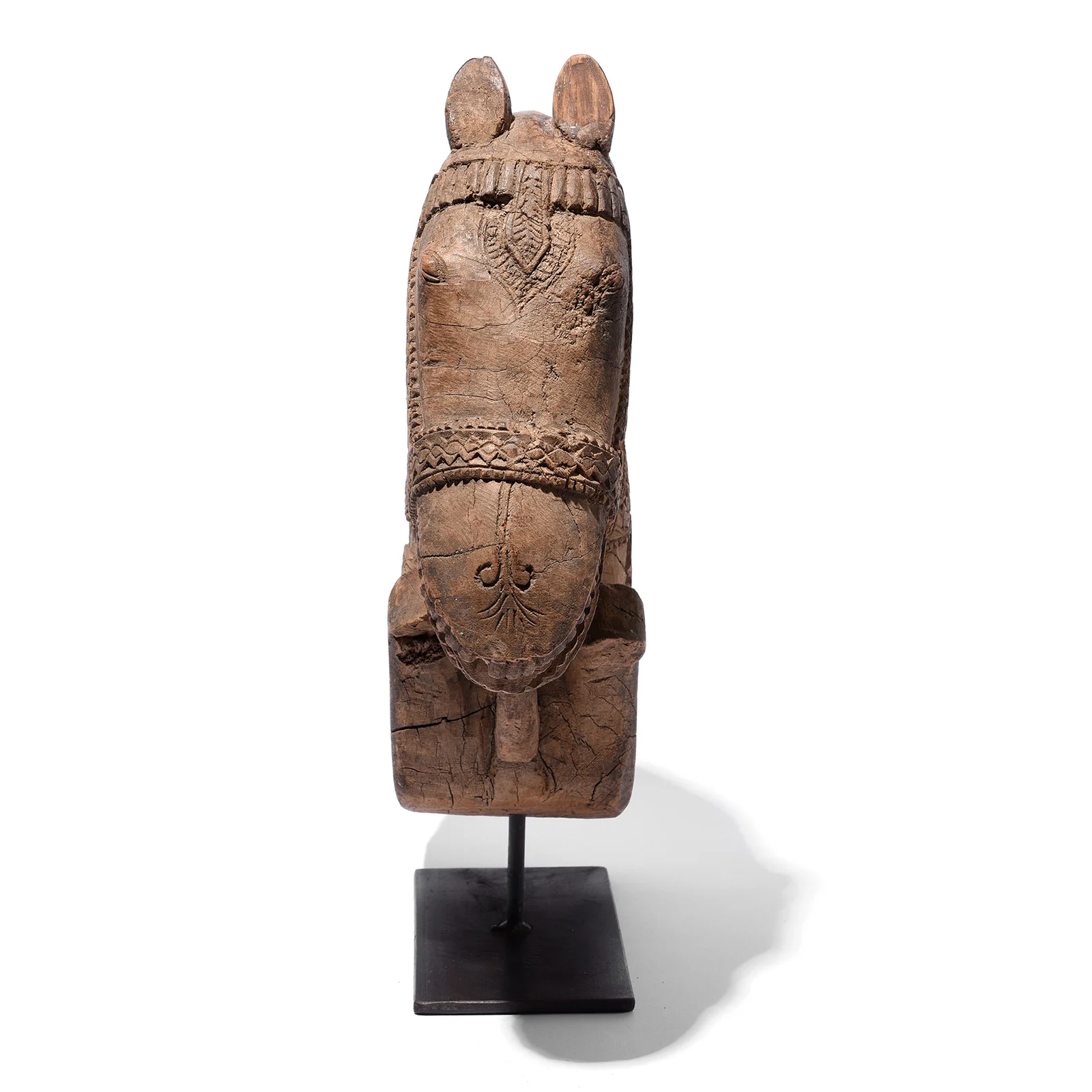 Carved Teak Horse Head Corbel On Stand - 19th Century - Image 4