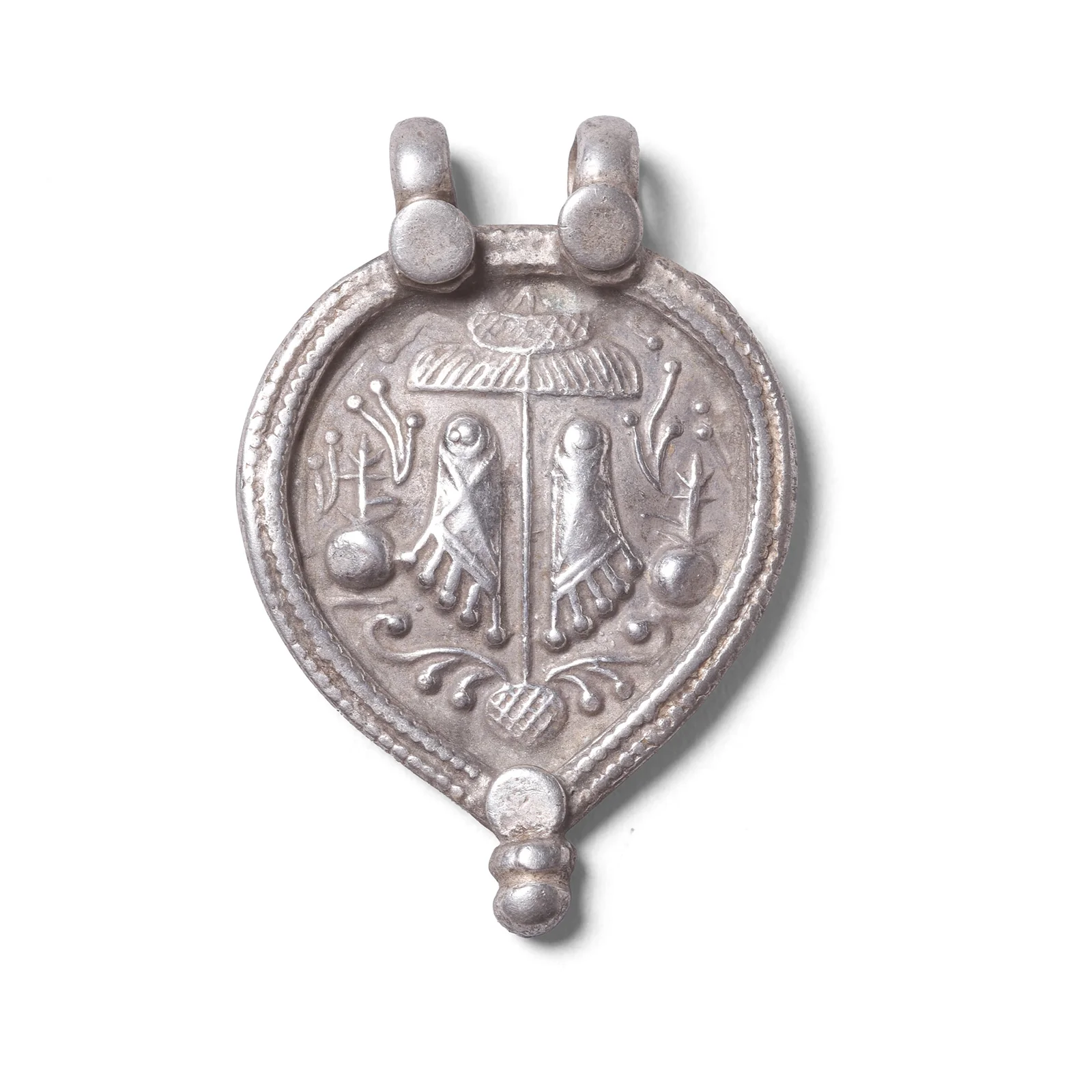Tribal Silver Amulet From Rajasthan - Vishnu Feet - Image 3