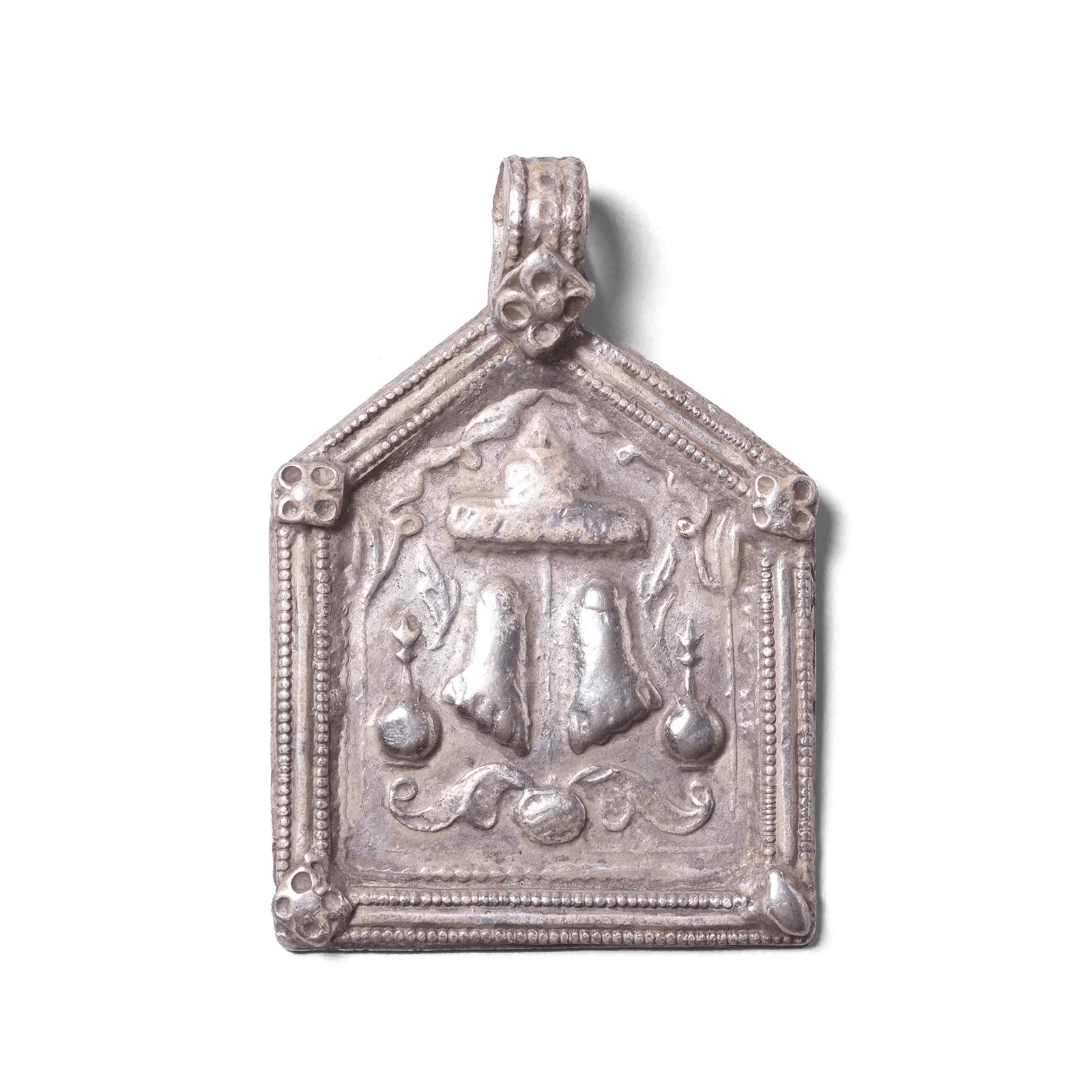 Tribal Silver Amulet From Rajasthan - Vishnu Feet - Image 4