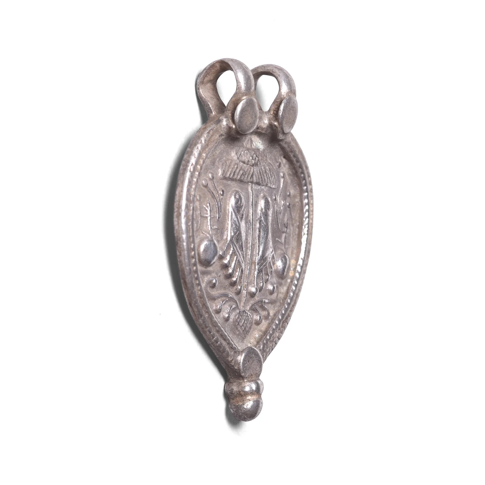 Tribal Silver Amulet From Rajasthan - Vishnu Feet - Image 9