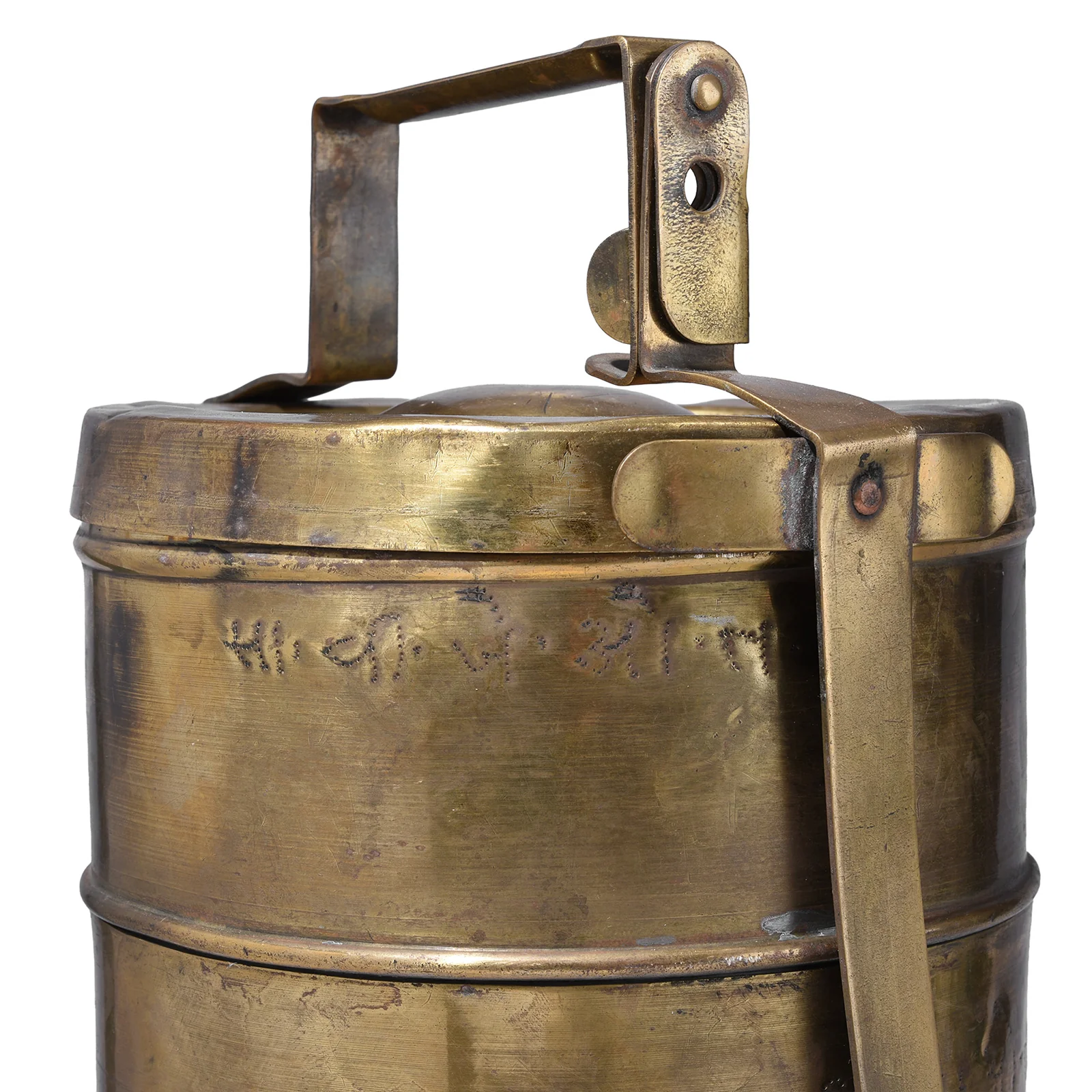 4 Tier Indian Vintage Brass Tiffin Box Set - Ca 1920 - Image 2