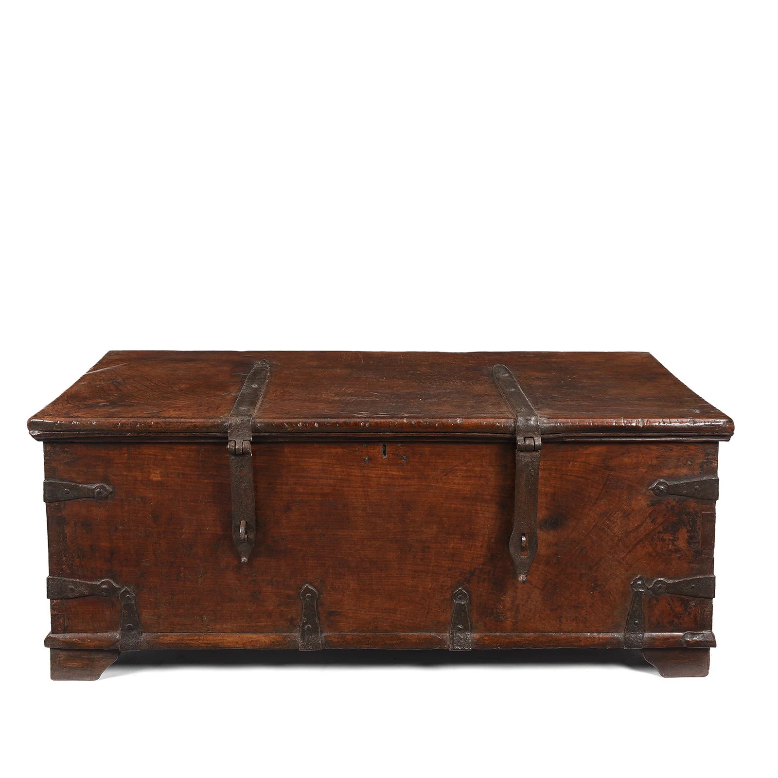 Iron Bound Indian Teak Chest From Gujarat - 18thC