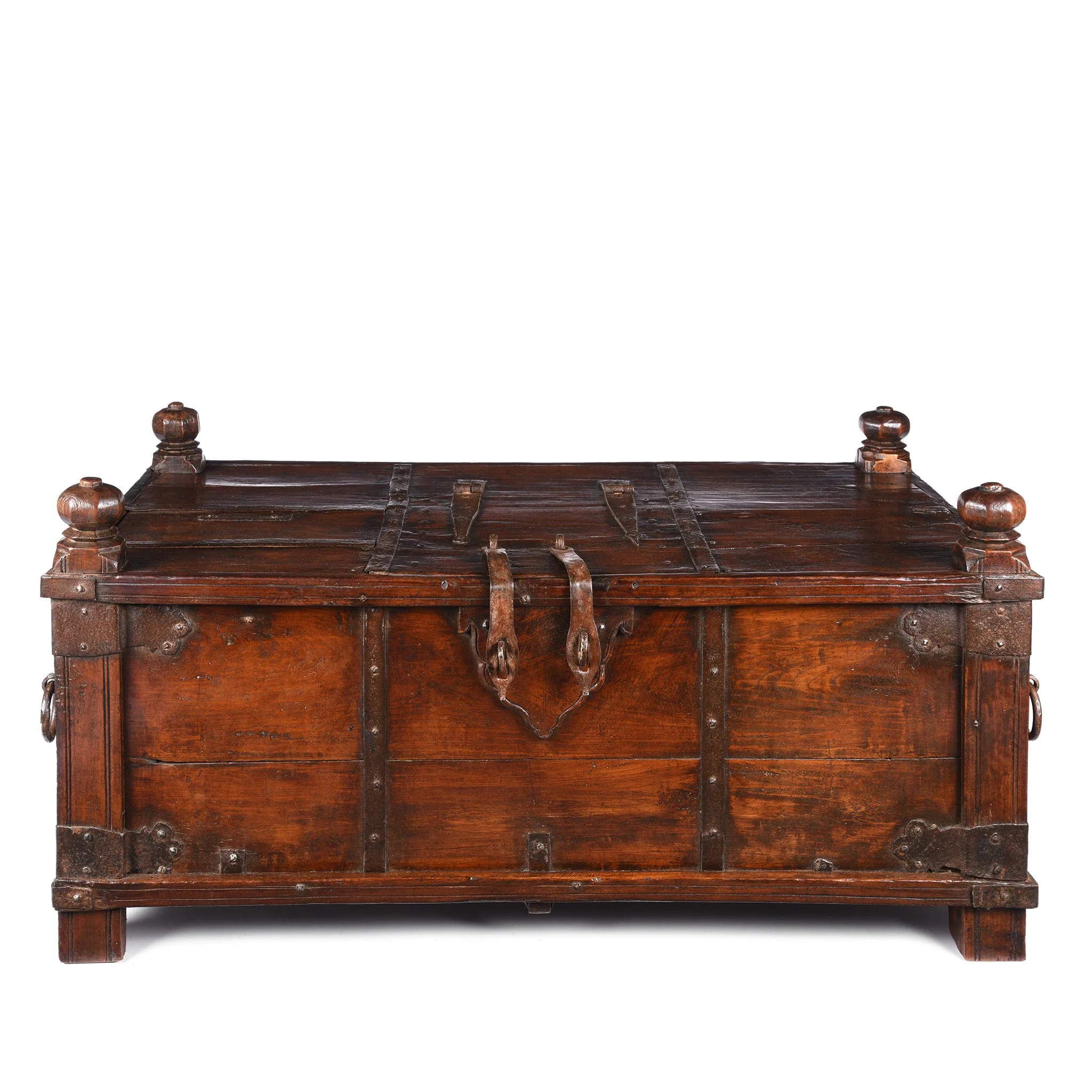 Iron Bound Teak Dowry Chest from Gujarat - 19thC