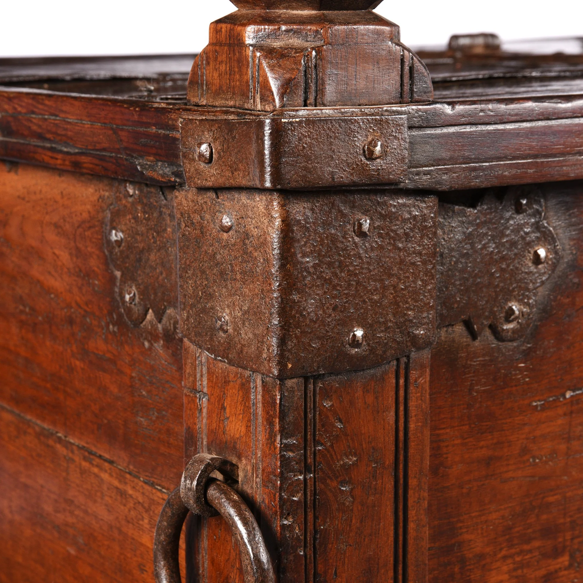 Iron Bound Teak Dowry Chest from Gujarat - 19thC - Image 3