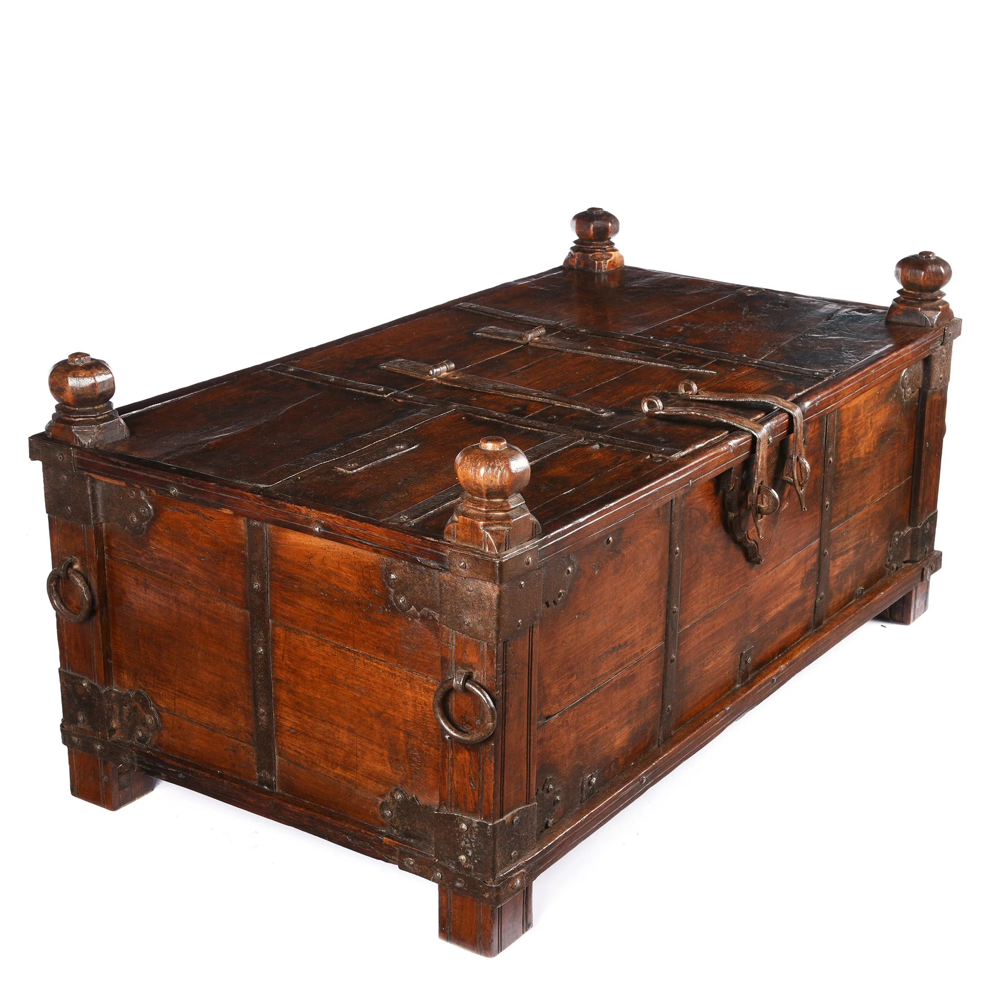 Iron Bound Teak Dowry Chest from Gujarat - 19thC - Image 5
