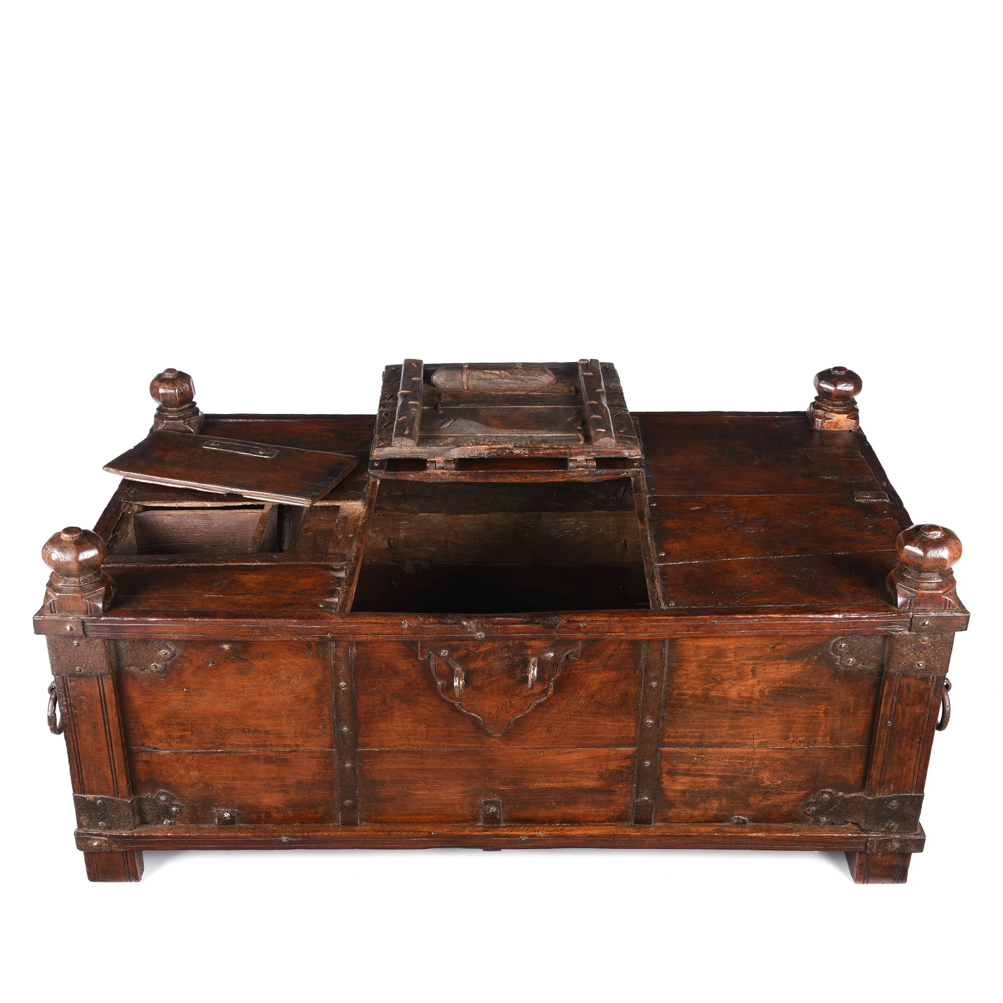 Iron Bound Teak Dowry Chest from Gujarat - 19thC - Image 8
