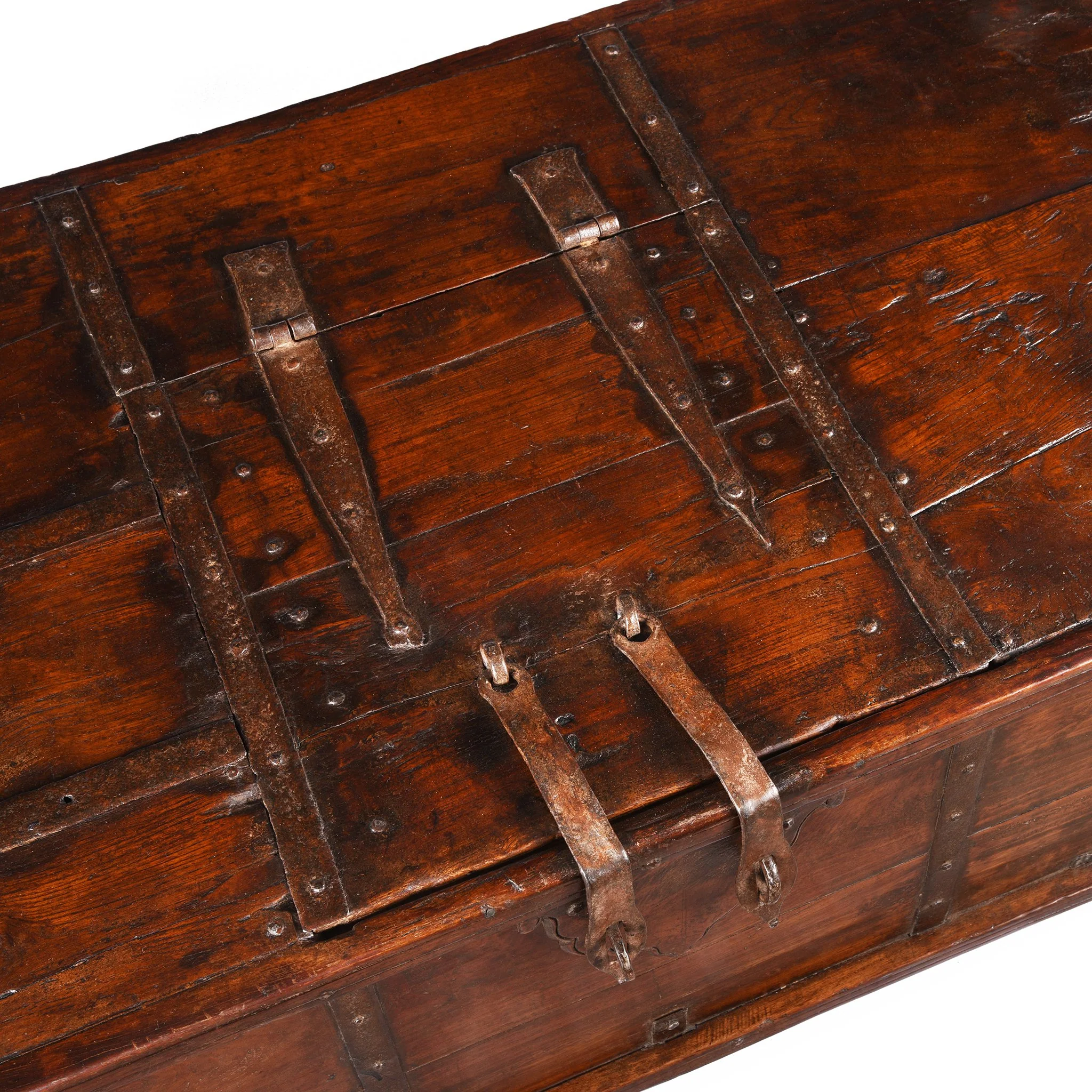 Iron Bound Teak Dowry Chest from Gujarat - 19thC - Image 9