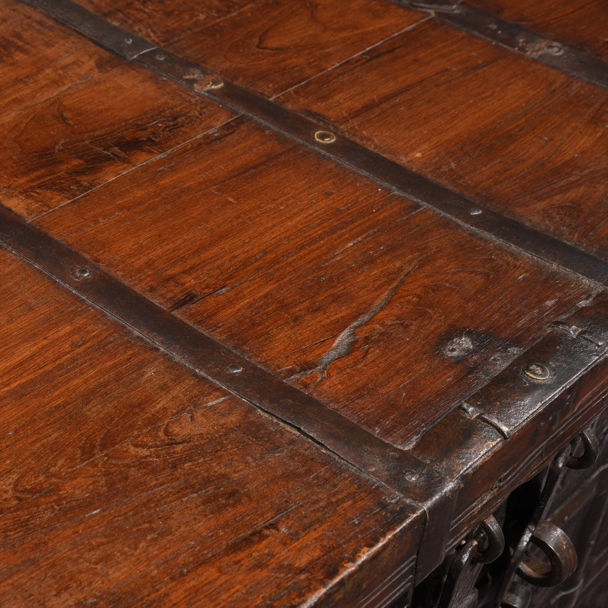 Iron Bound Teak Chest - 19thC - From Gujarat - Image 8