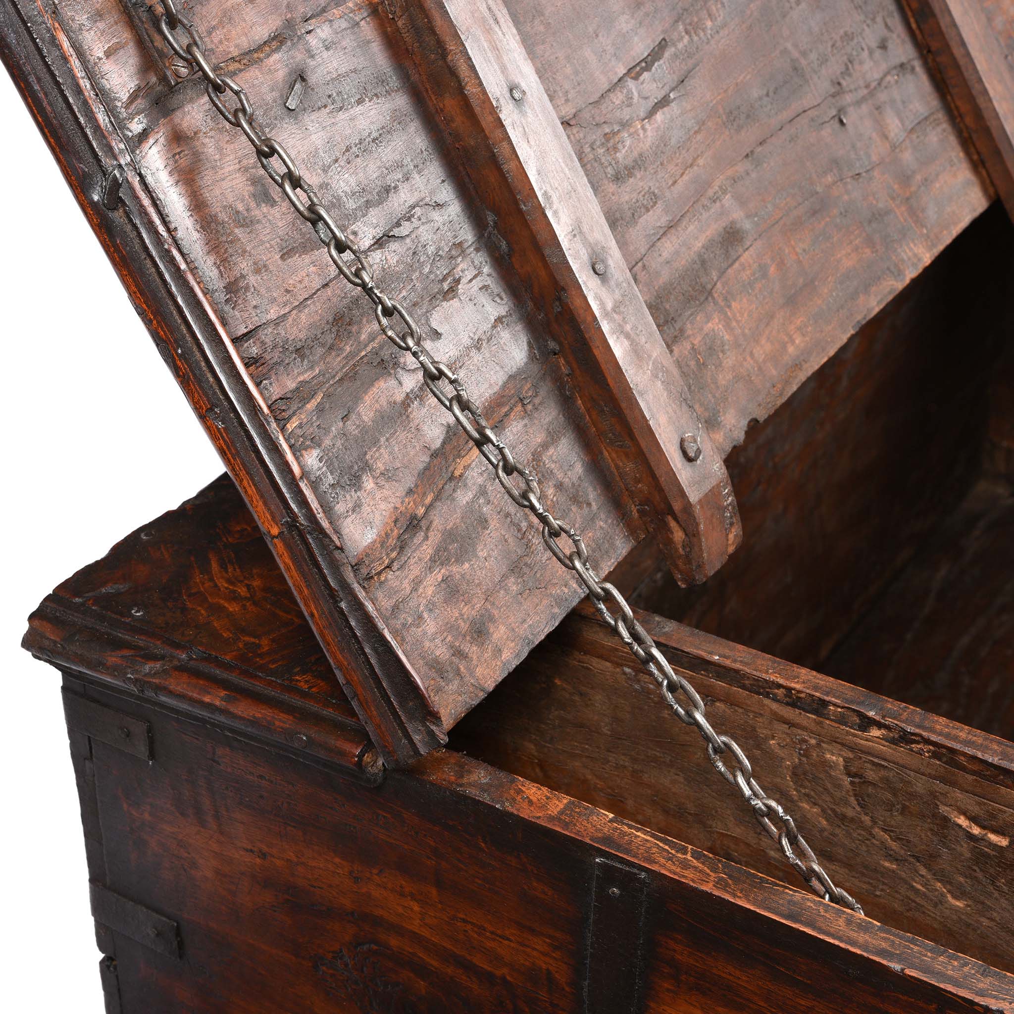 Iron Bound Teak Chest From Gujarat - 19thC - Image 14