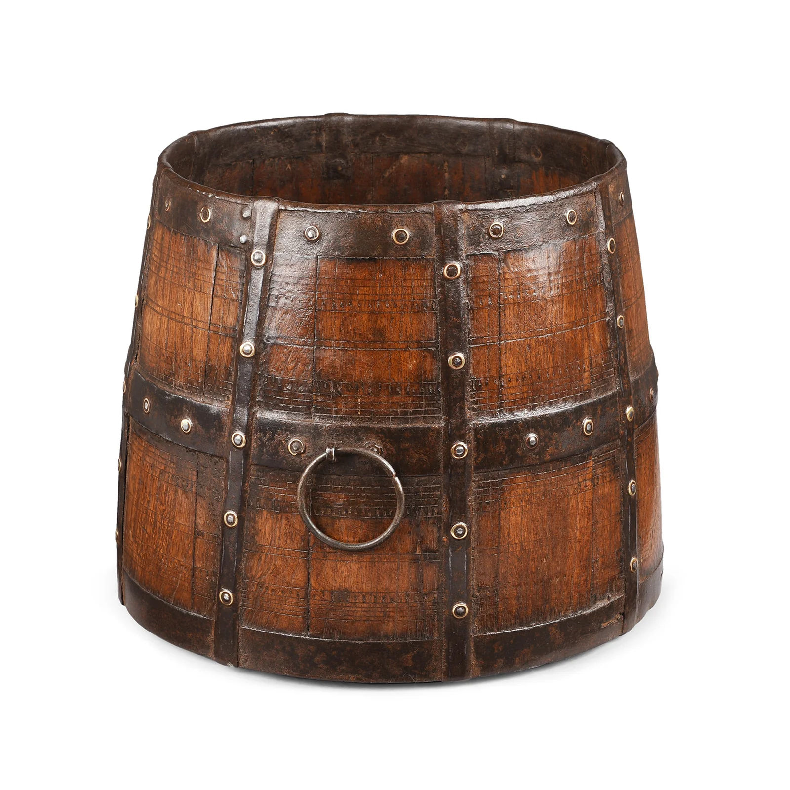 Iron Bound Teak Grain Measure From Rajasthan - 19th Century