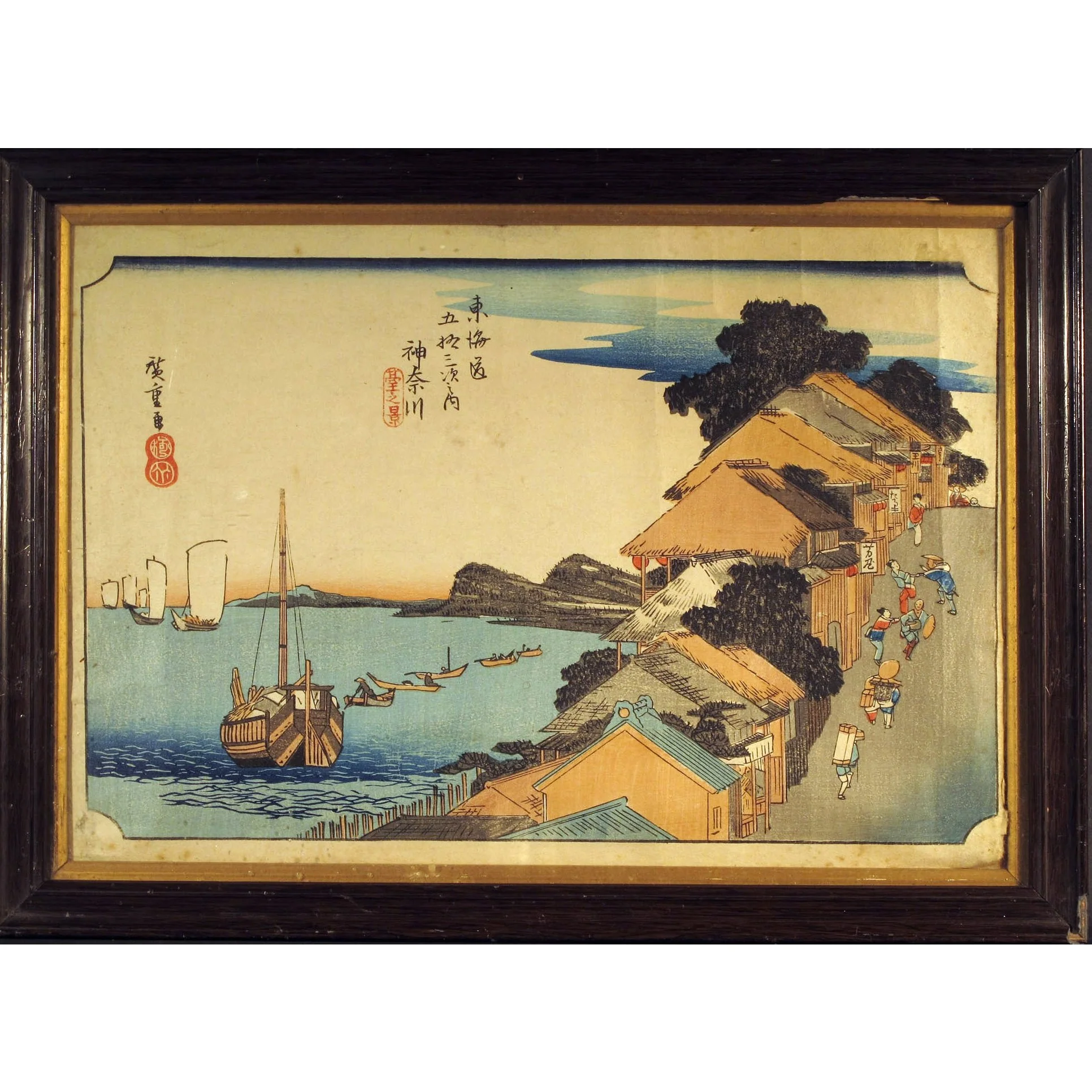 Japanese Woodblock Print with frame - 19thC